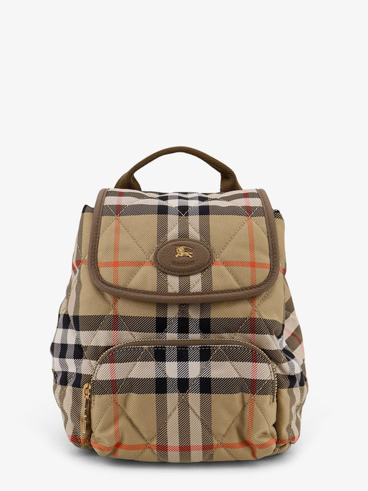 Burberry Women Horseshoe Check Nylon Backpack