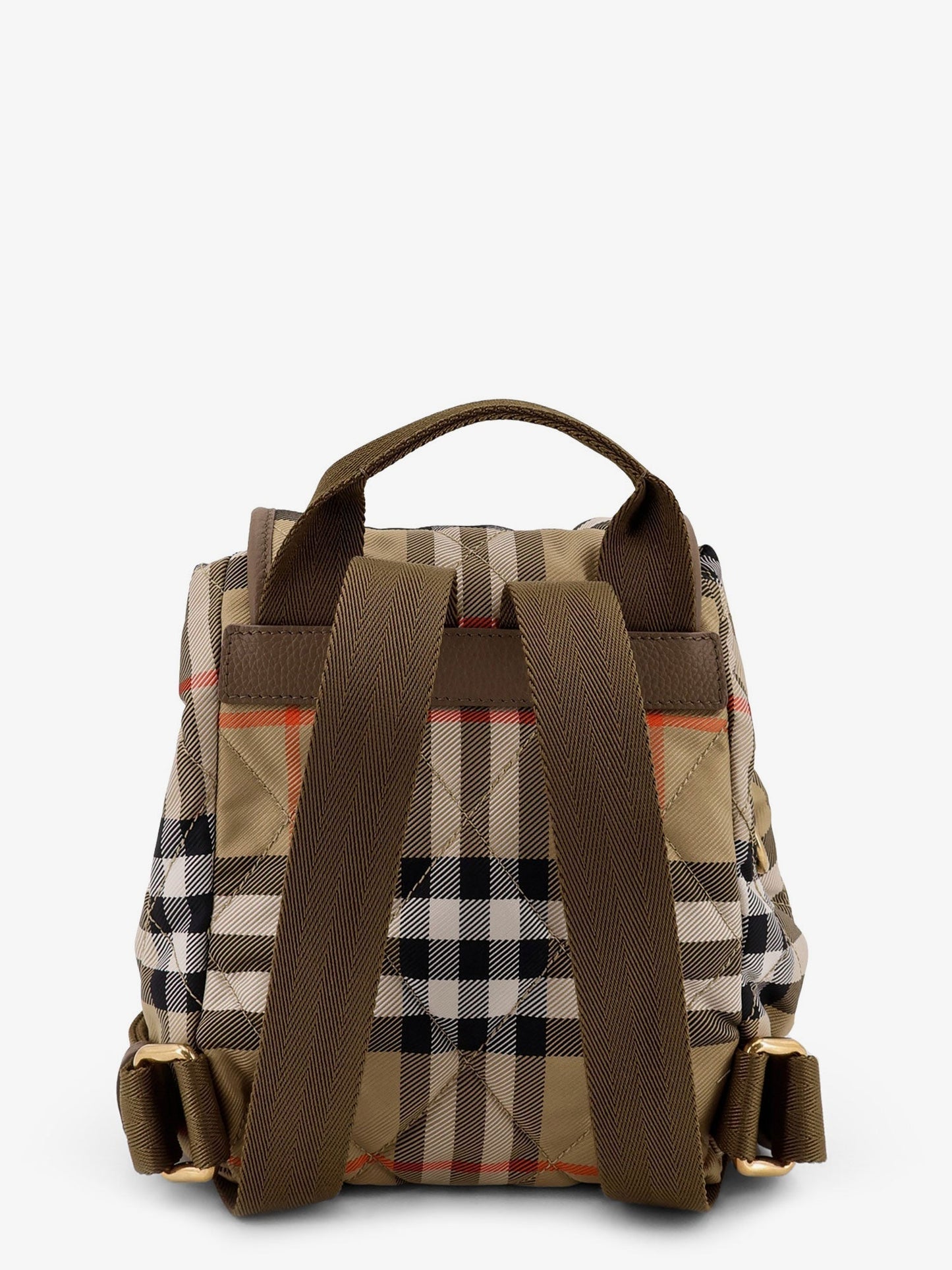 Burberry Women Horseshoe Check Nylon Backpack