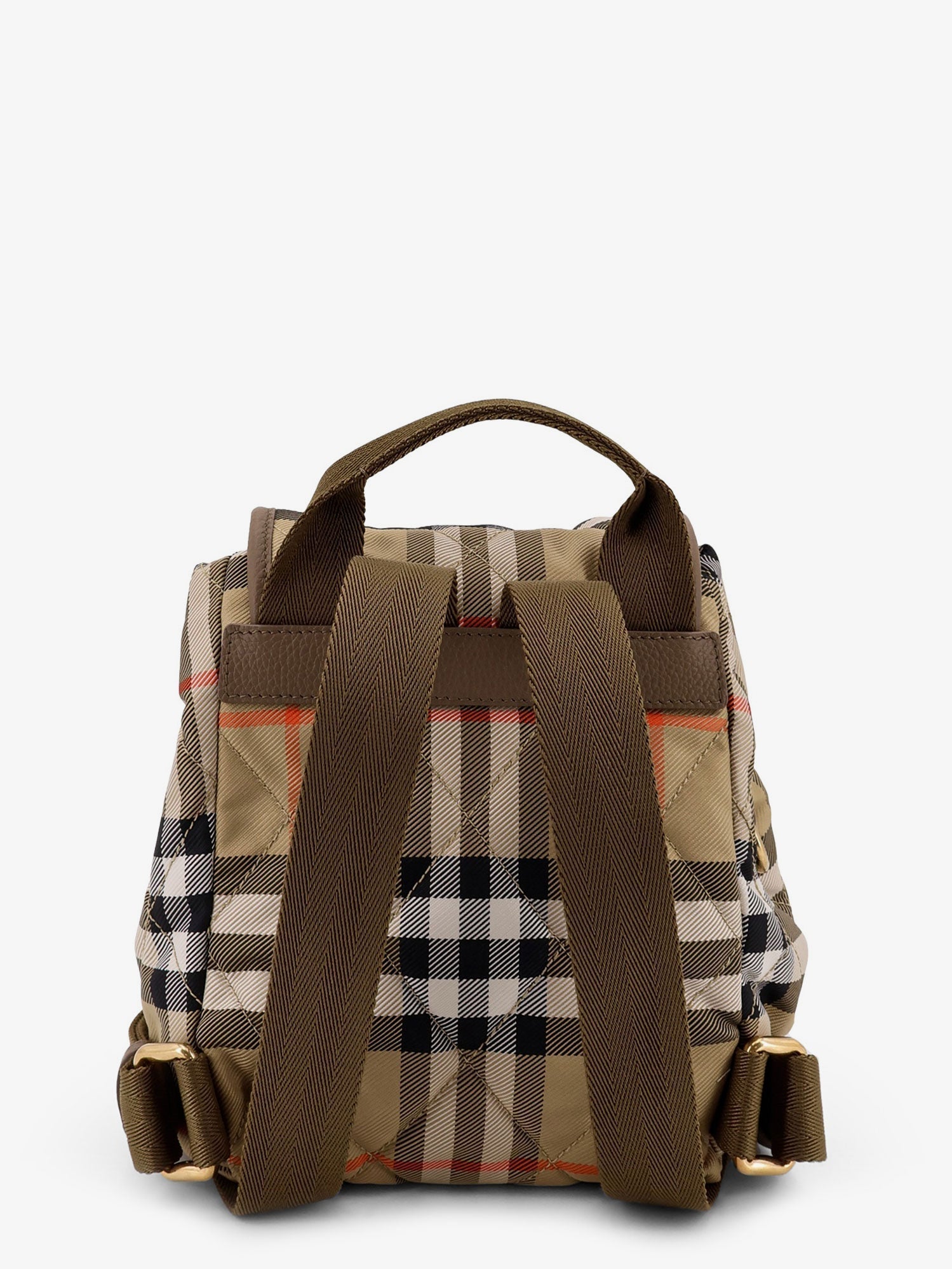 Burberry Women Horseshoe Check Nylon Backpack