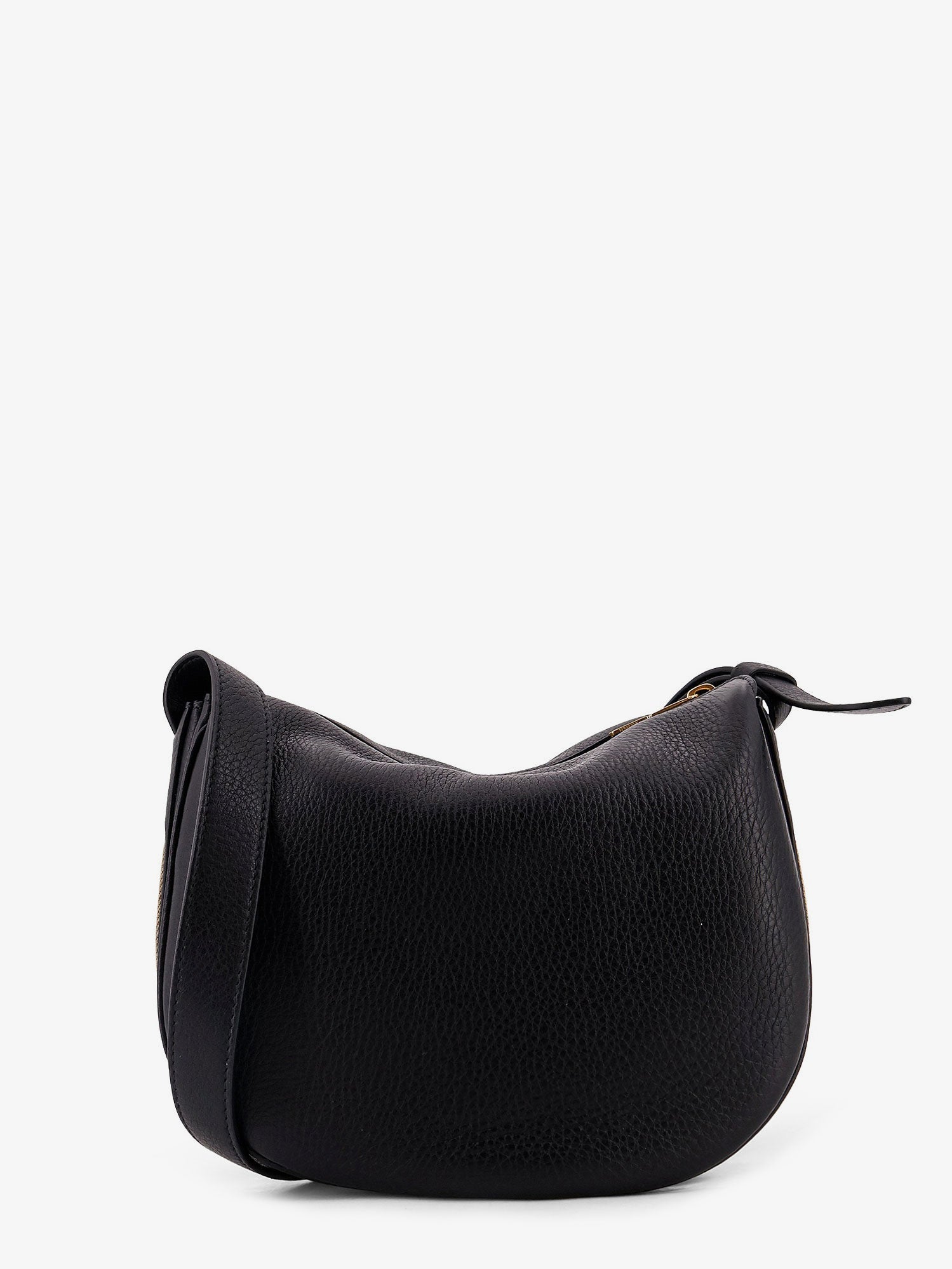 Burberry Women Hammered Leather Crossbody Bag With Logo Patch
