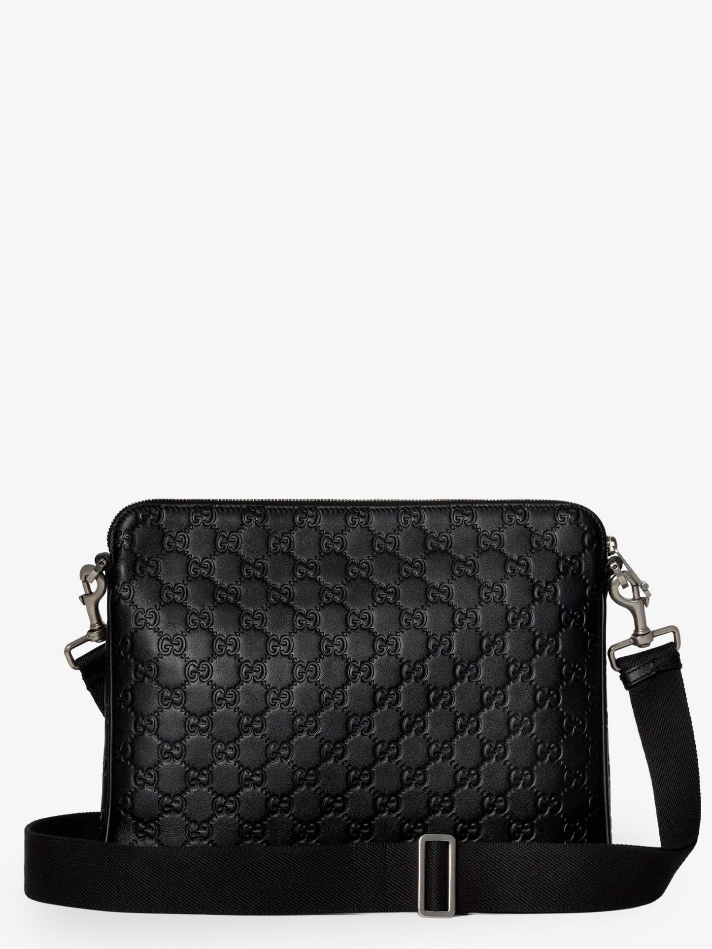 Gucci Men Gg Emblem Leather Crossbody Bag