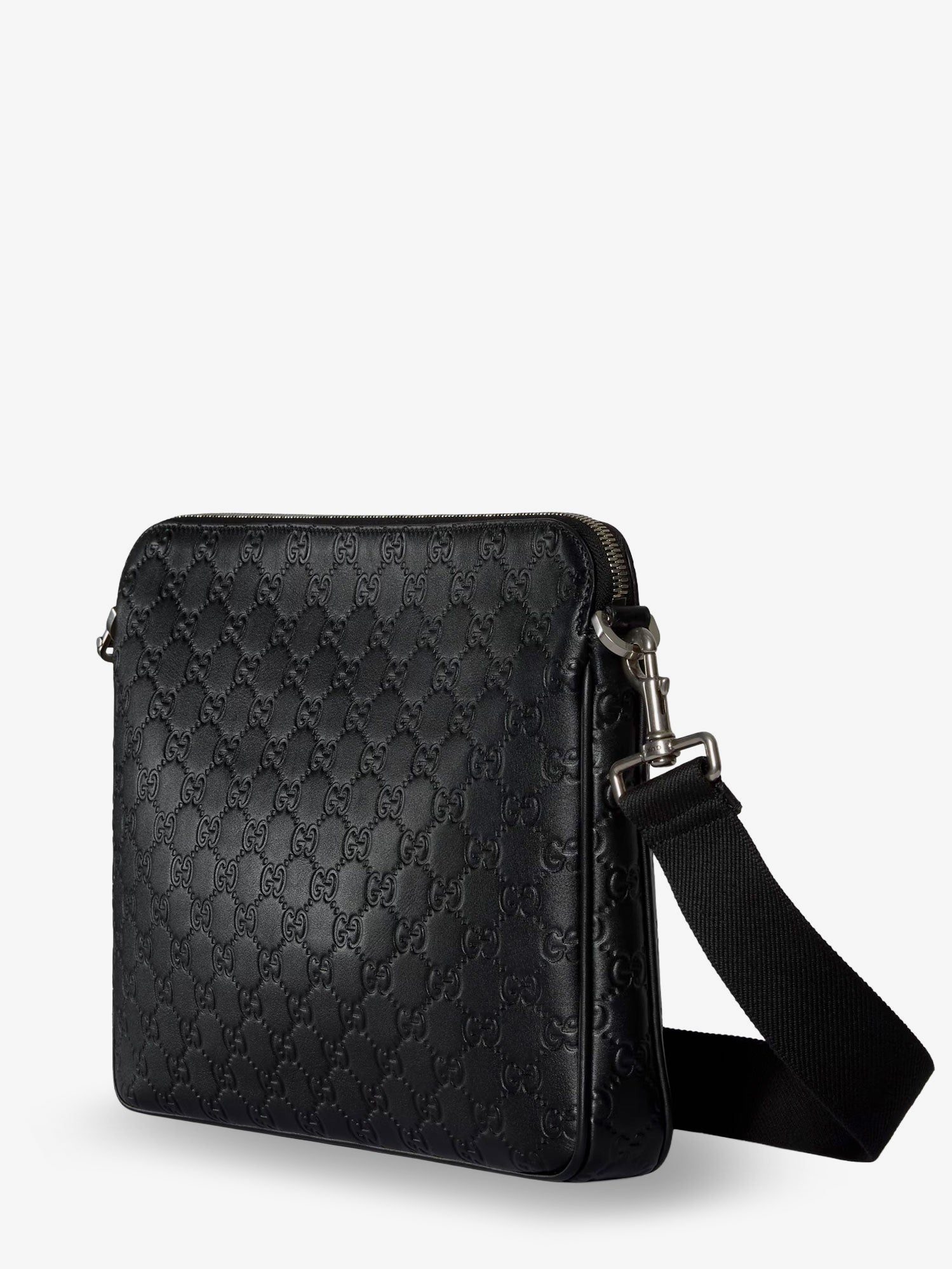 Gucci Men Gg Emblem Leather Crossbody Bag