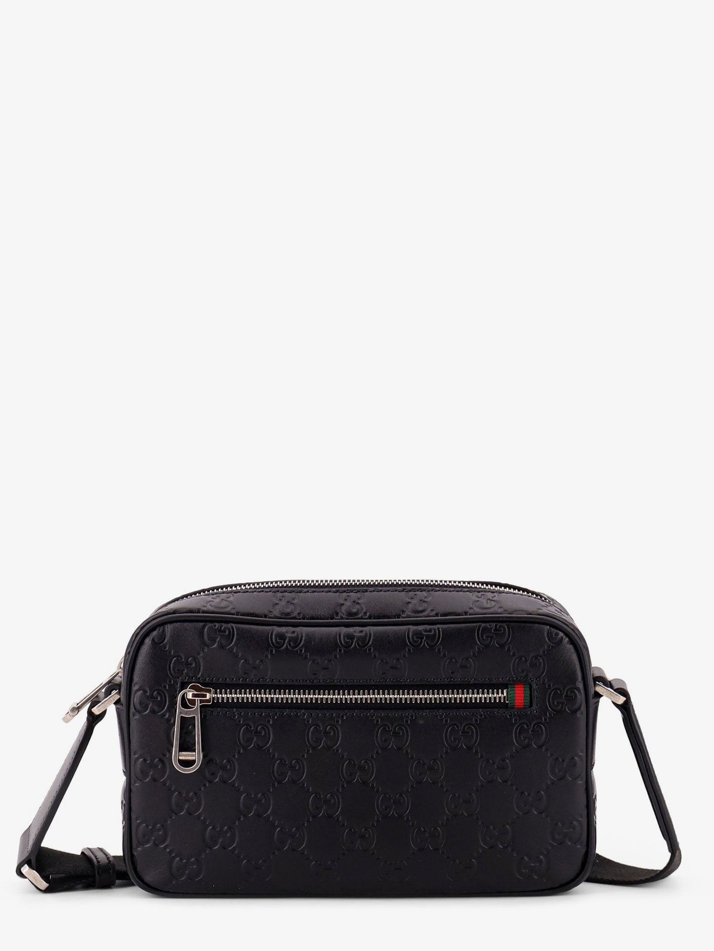 Gucci Men Gg Emblem Leather Crossbody Bag