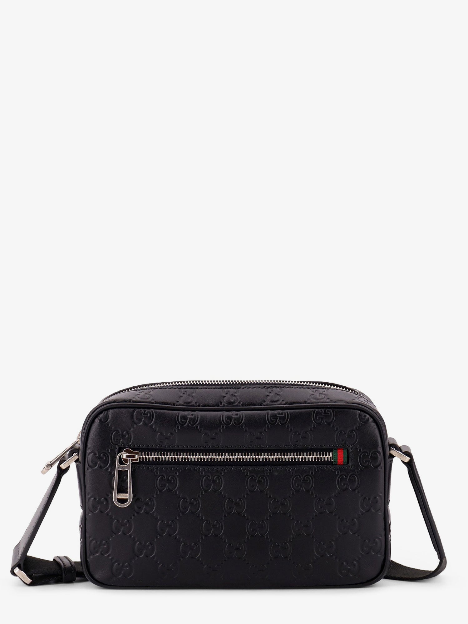 Gucci Men Gg Emblem Leather Crossbody Bag