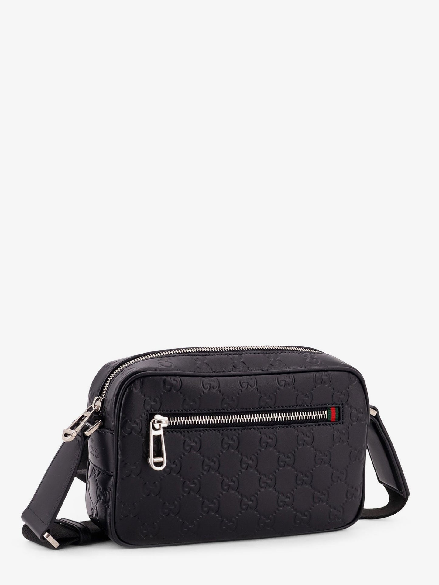 Gucci Men Gg Emblem Leather Crossbody Bag