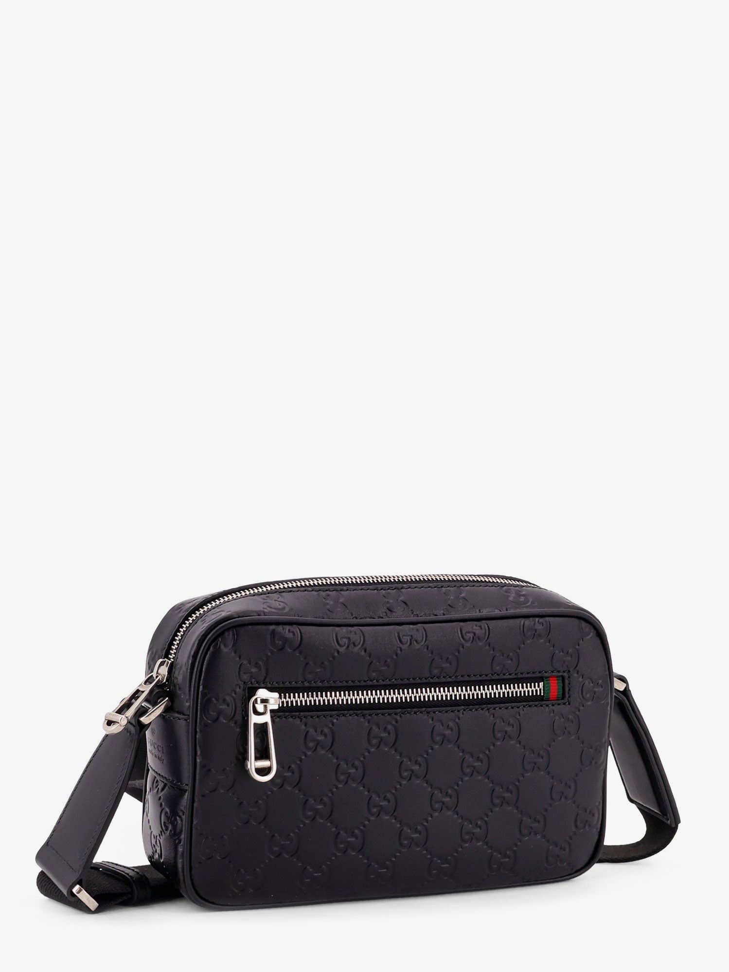 Gucci Men Gg Emblem Leather Crossbody Bag