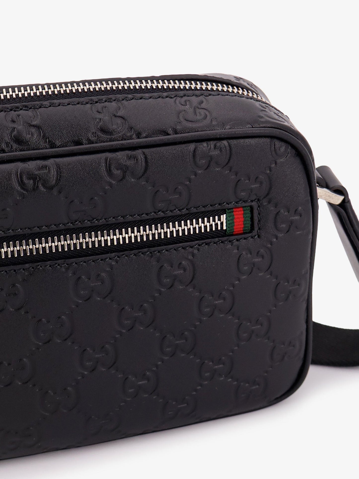 Gucci Men Gg Emblem Leather Crossbody Bag