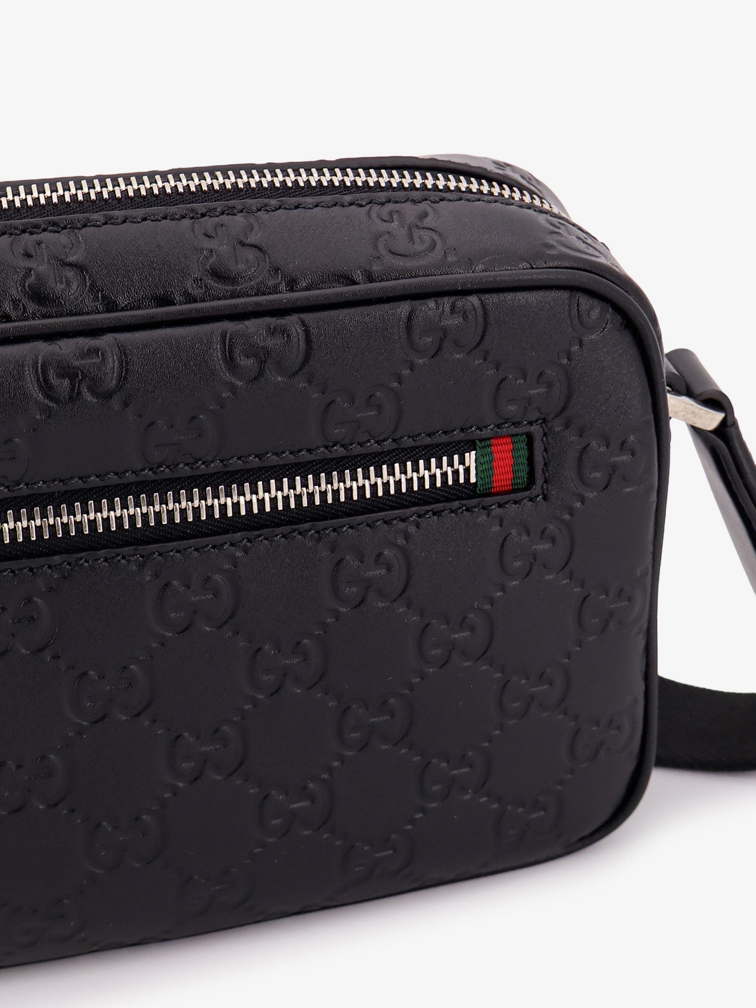 Gucci Men Gg Emblem Leather Crossbody Bag