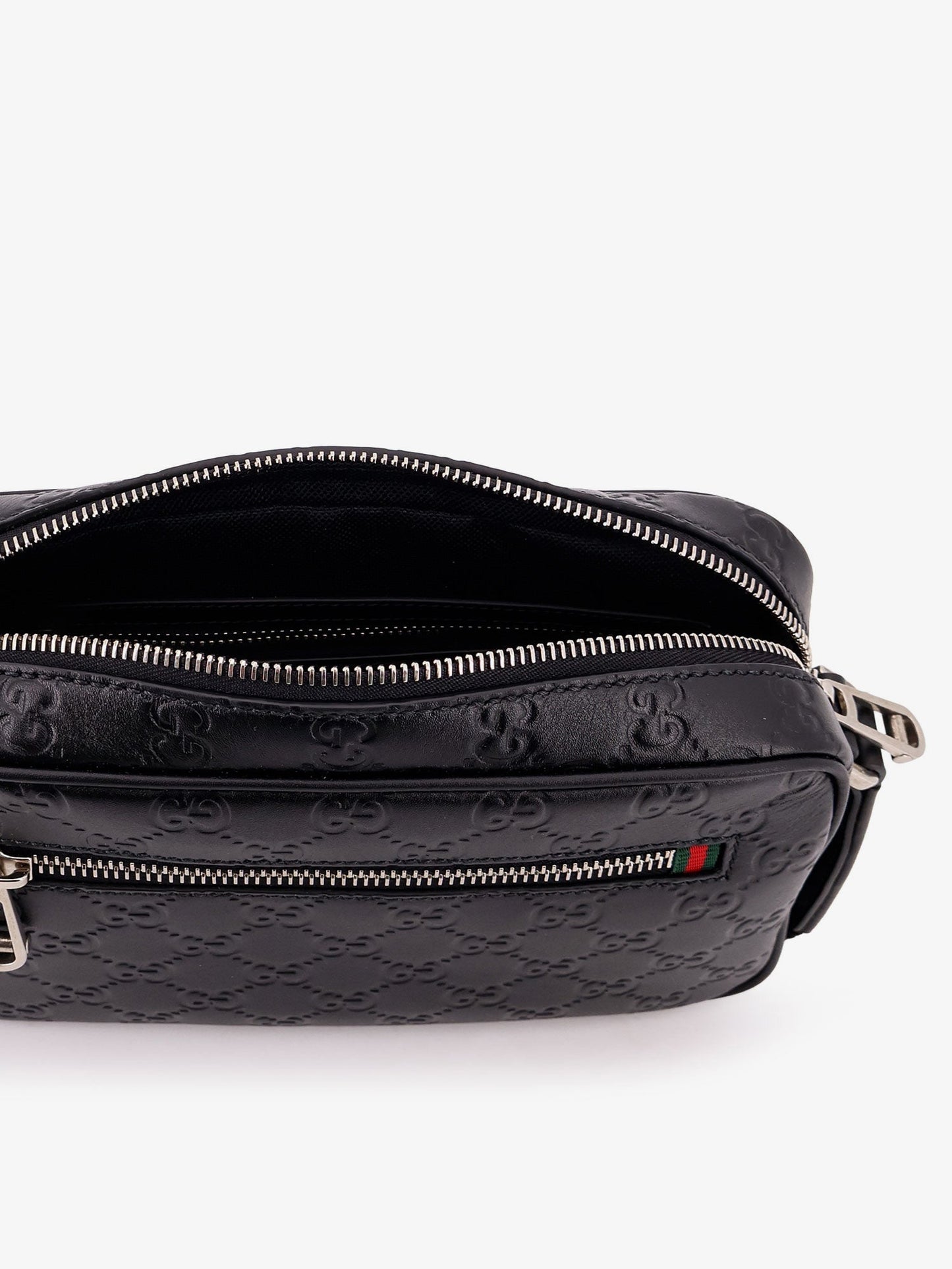 Gucci Men Gg Emblem Leather Crossbody Bag