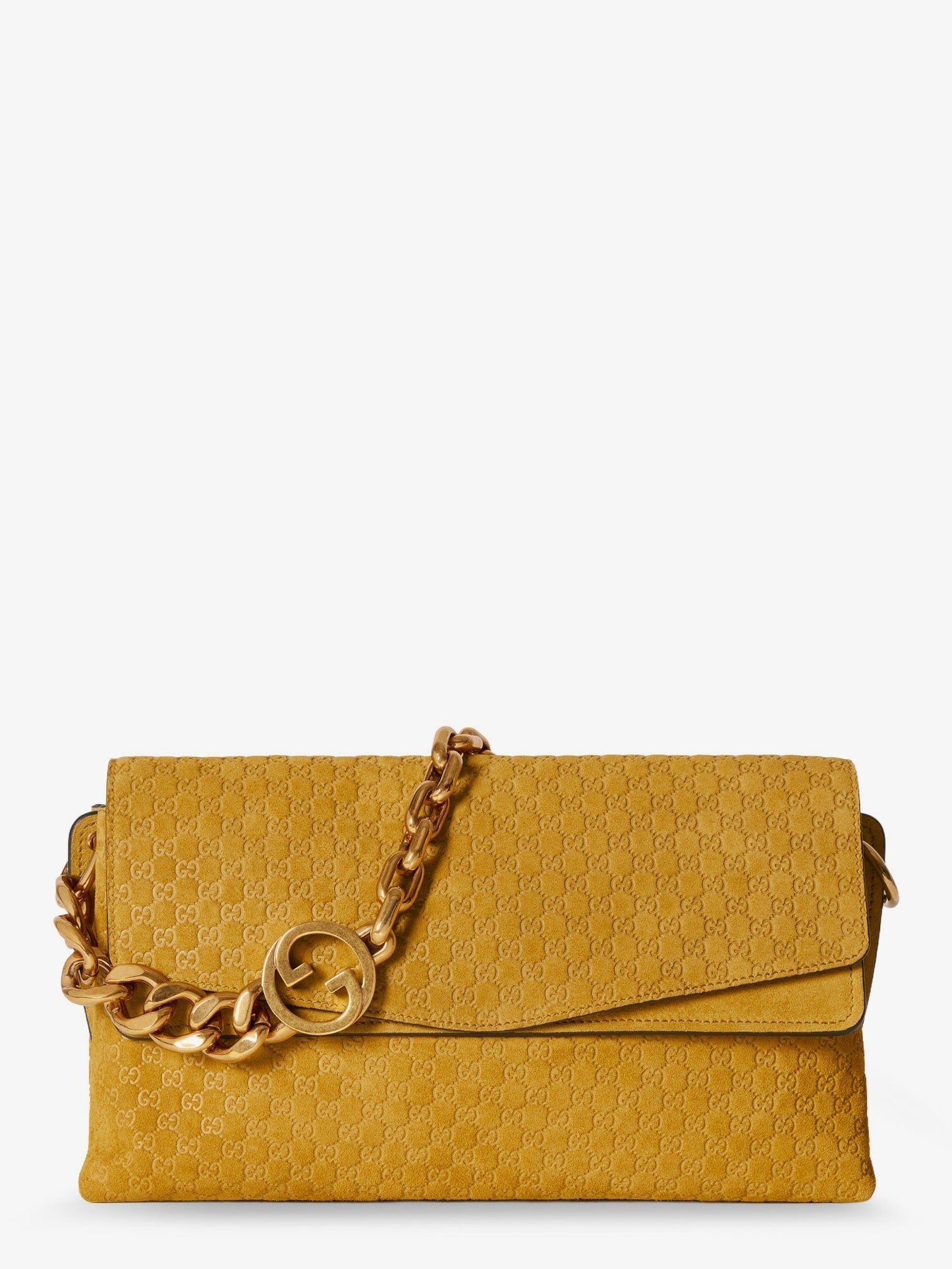Gucci Women Suede Shoulder Bag With All-Over Gg Motif