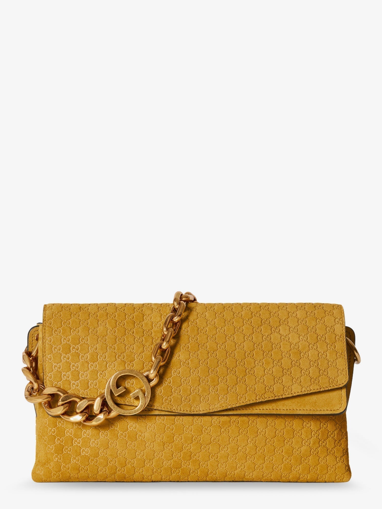 Gucci Women Suede Shoulder Bag With All-Over Gg Motif