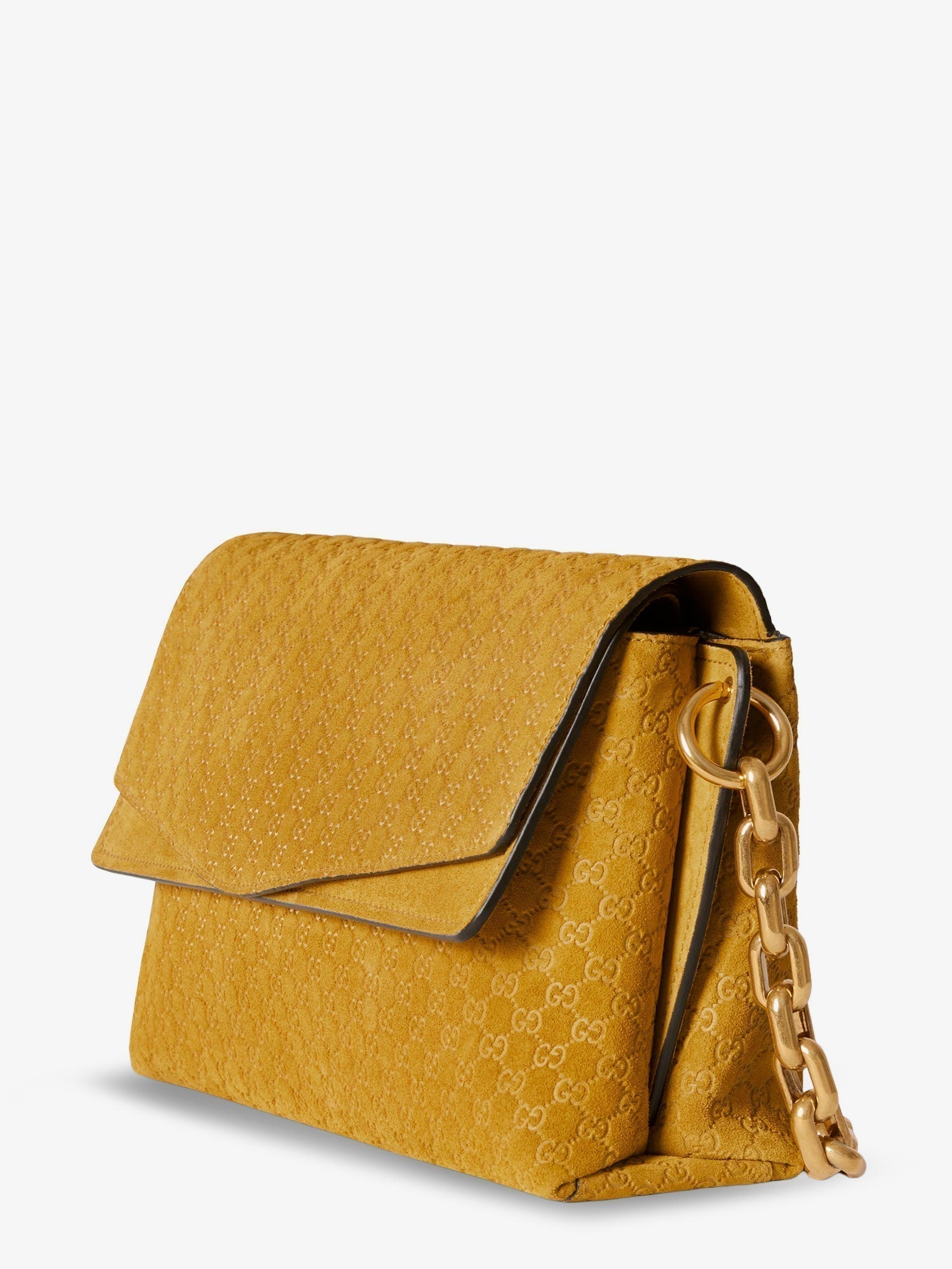 Gucci Women Suede Shoulder Bag With All-Over Gg Motif