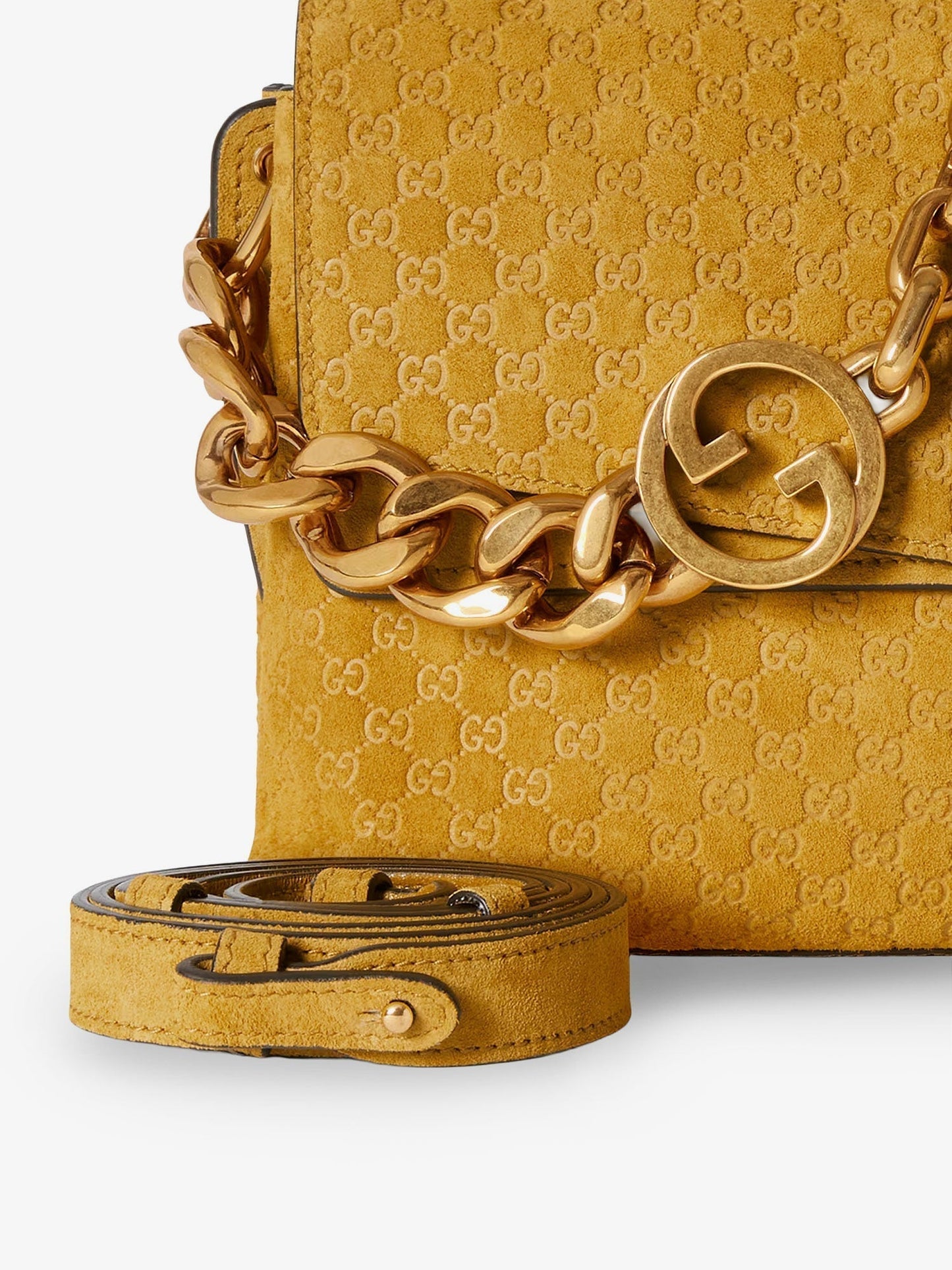 Gucci Women Suede Shoulder Bag With All-Over Gg Motif