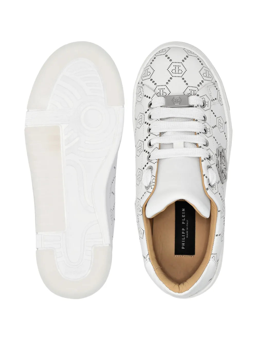 Philipp Plein Monogram-Pattern Leather Sneakers