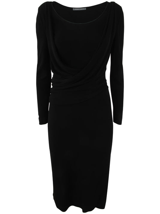 Alberta Ferretti Women Long Sleeves V Neck Midi Dress