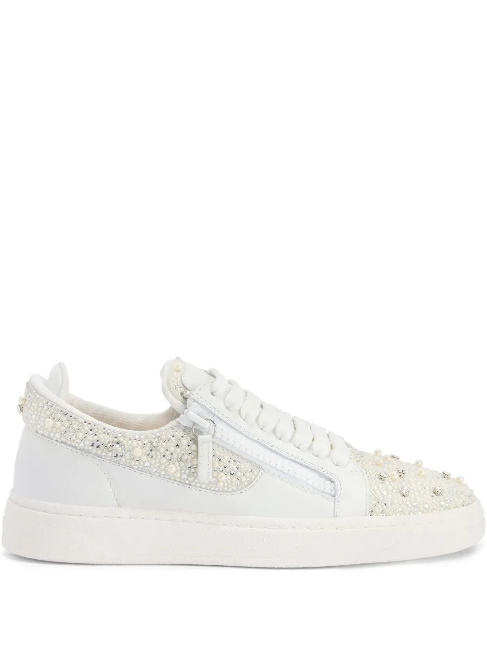 Giuseppe Zanotti Frankie Crystal-Encrusted Double-Zip Low-Top Sneakers