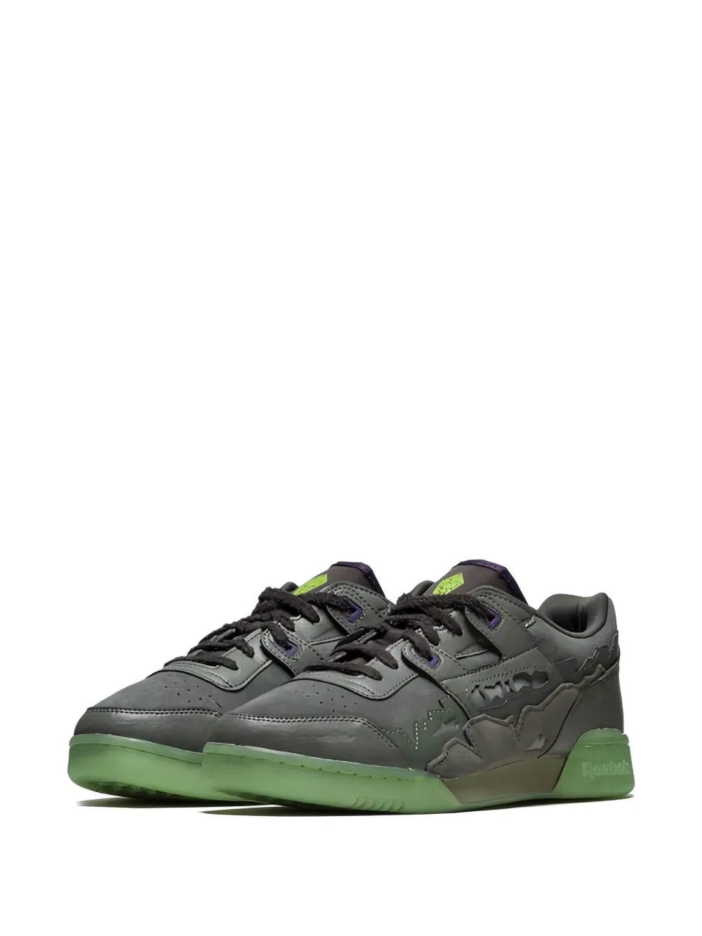 Reebok Workout Plus Leather-Embellished Sneakers