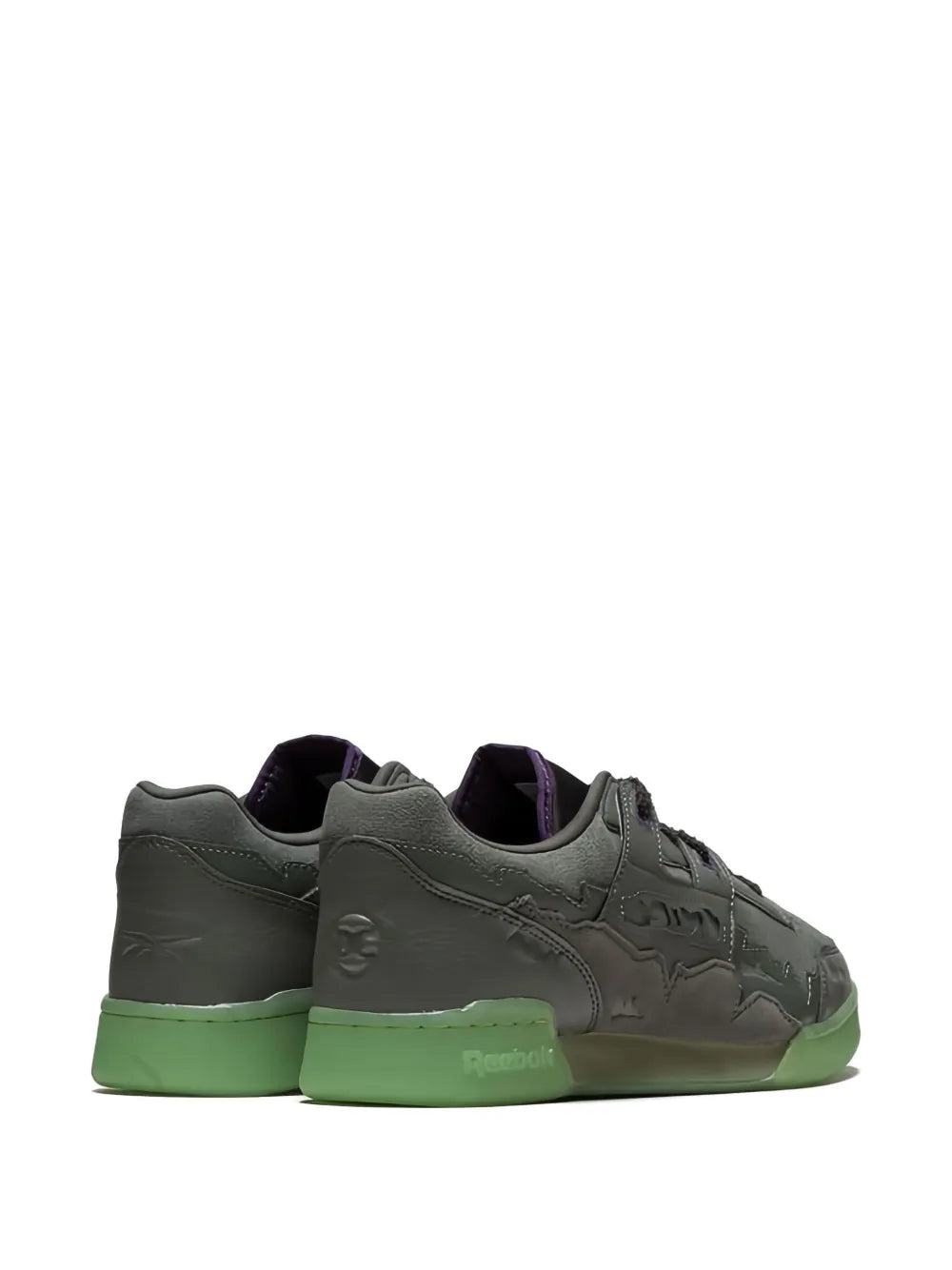 Reebok Workout Plus Leather-Embellished Sneakers