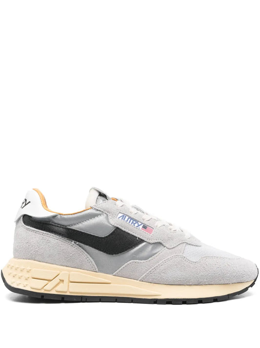 Autry Reelwind Low Sand Cracked Leather And Nylon Sneakers