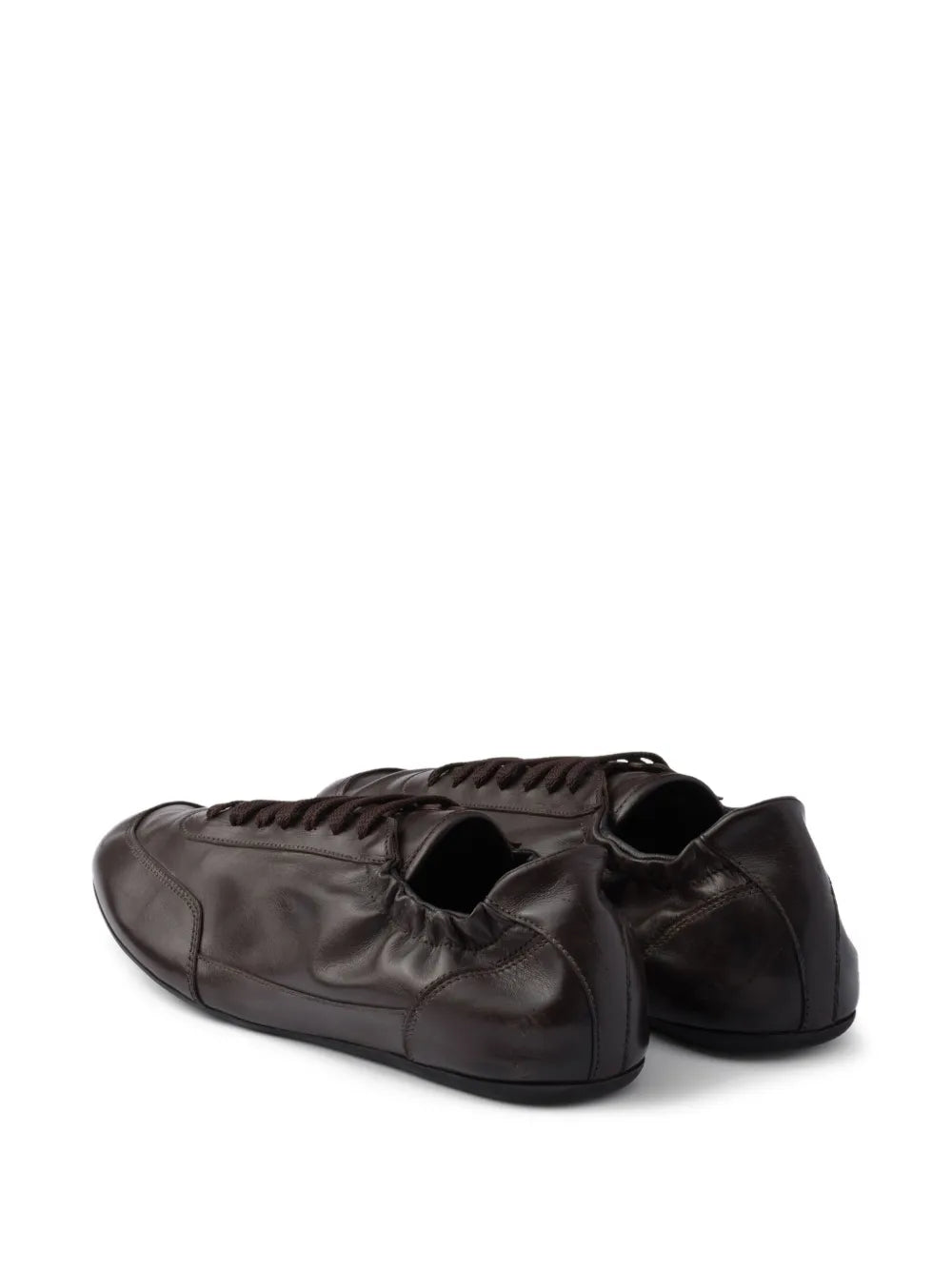Prada Collapse Leather Lace-Up Sneakers