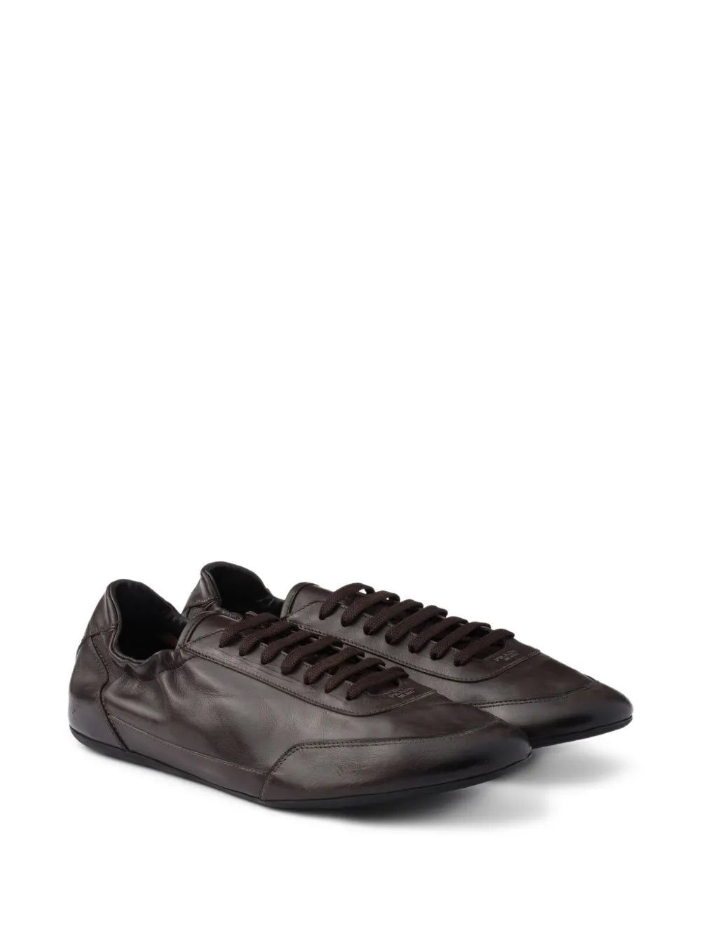 Prada Collapse Leather Lace-Up Sneakers