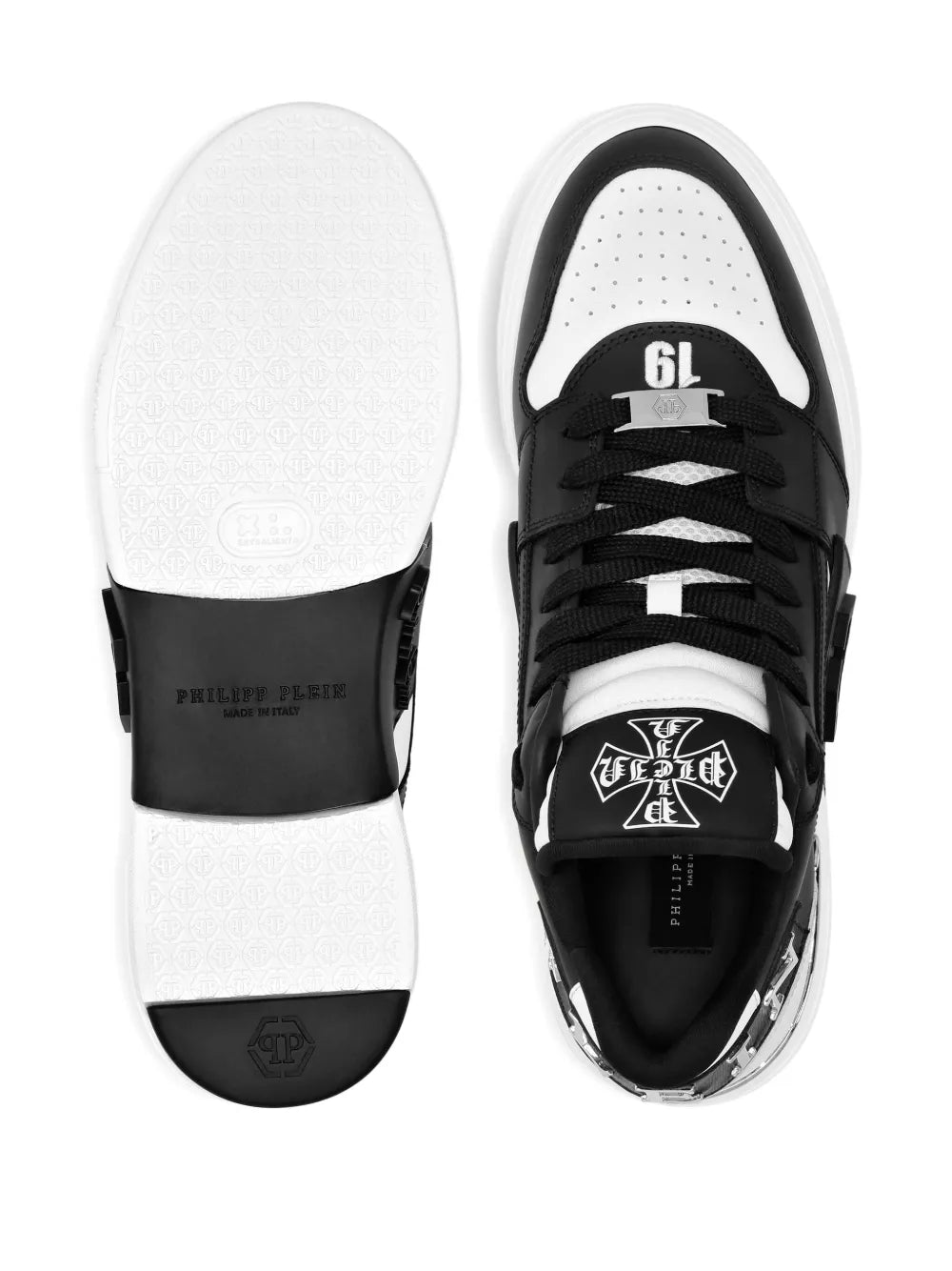 Philipp Plein Phantom Kicks Skull-Plaque Leather Sneakers