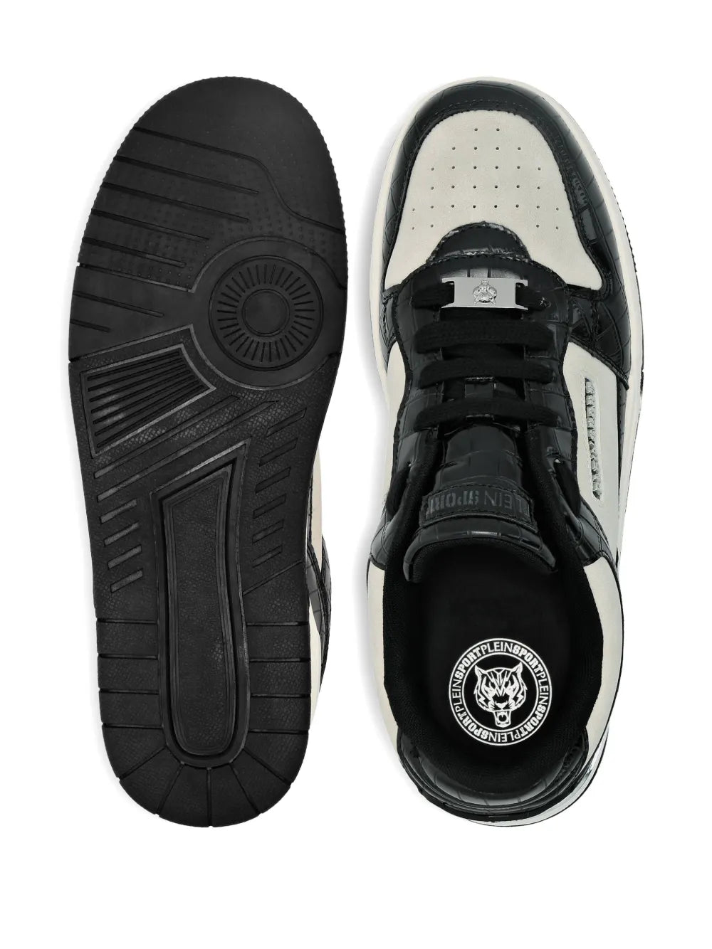 Plein Sport Crocodile-Effect Panel Sneakers