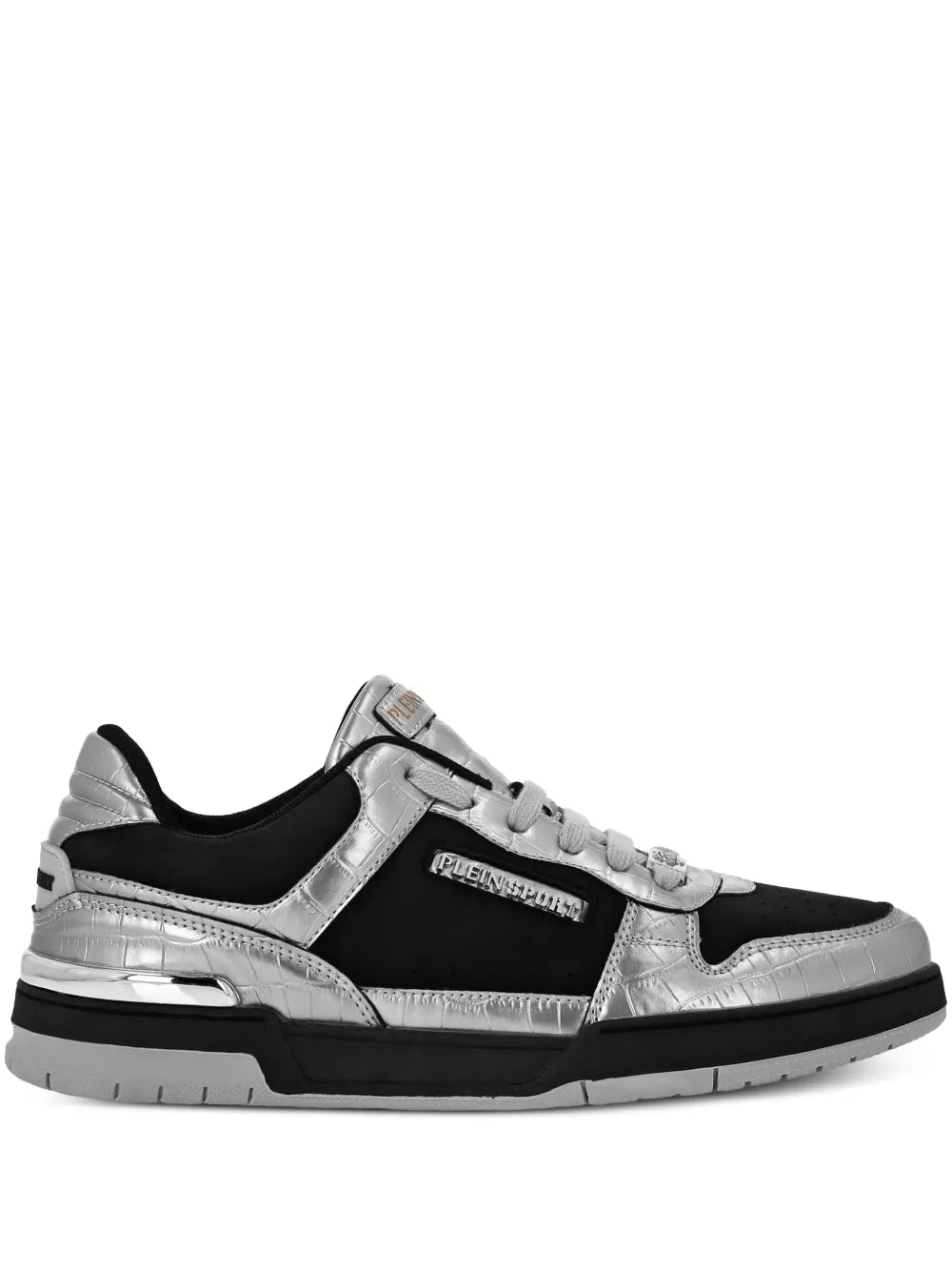 Plein Sport Crocodile-Effect Panel Sneakers