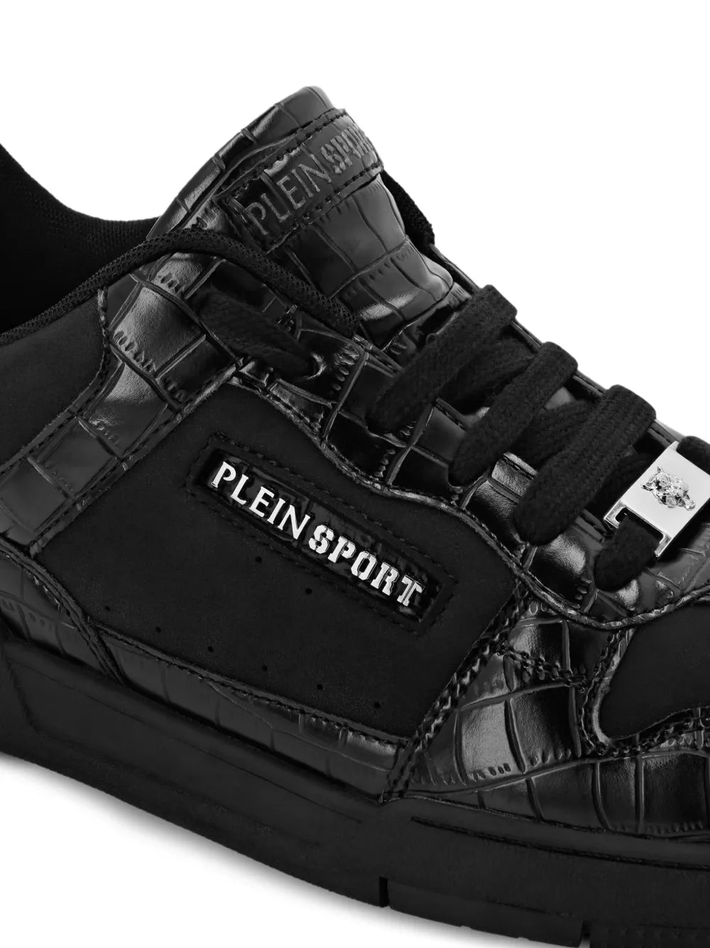 Plein Sport Crocodile-Effect Panel Sneakers