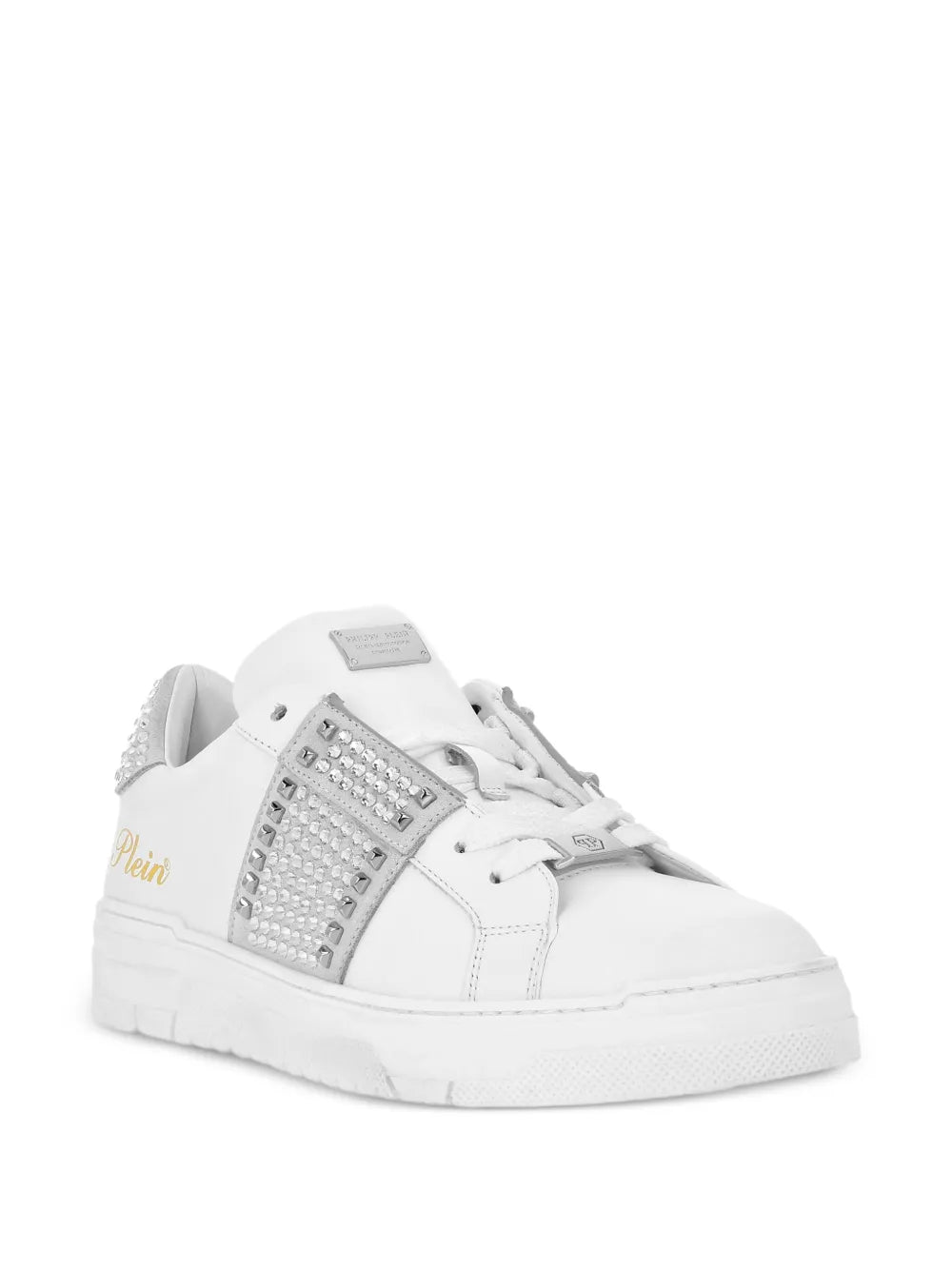 Philipp Plein Crystal-Embellished Leather Sneakers