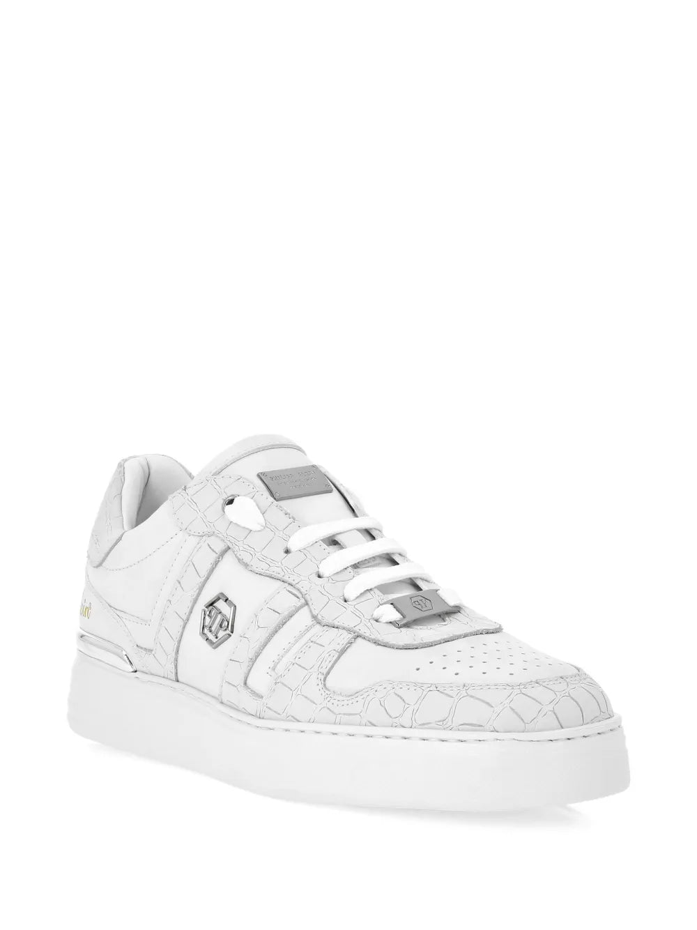 Philipp Plein Crocodile-Effect Leather Trainers