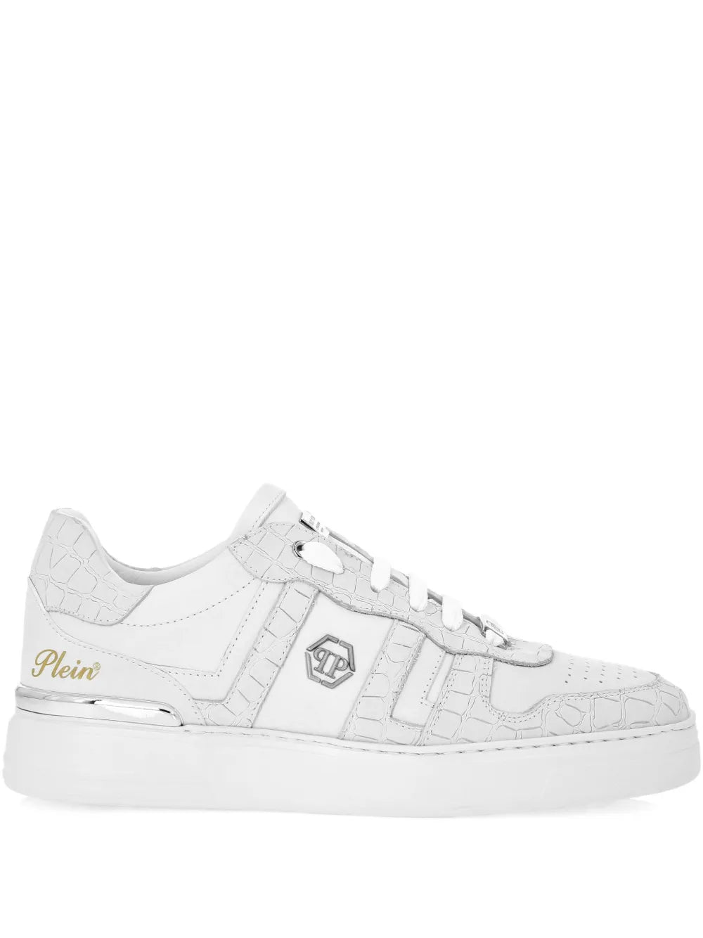 Philipp Plein Crocodile-Effect Leather Trainers