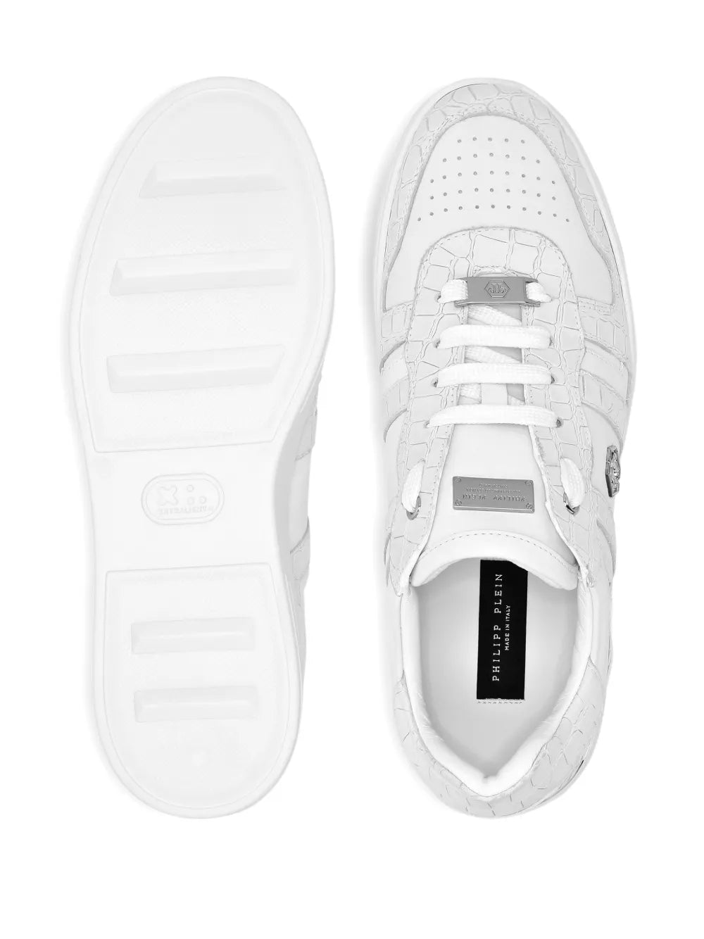 Philipp Plein Crocodile-Effect Leather Trainers