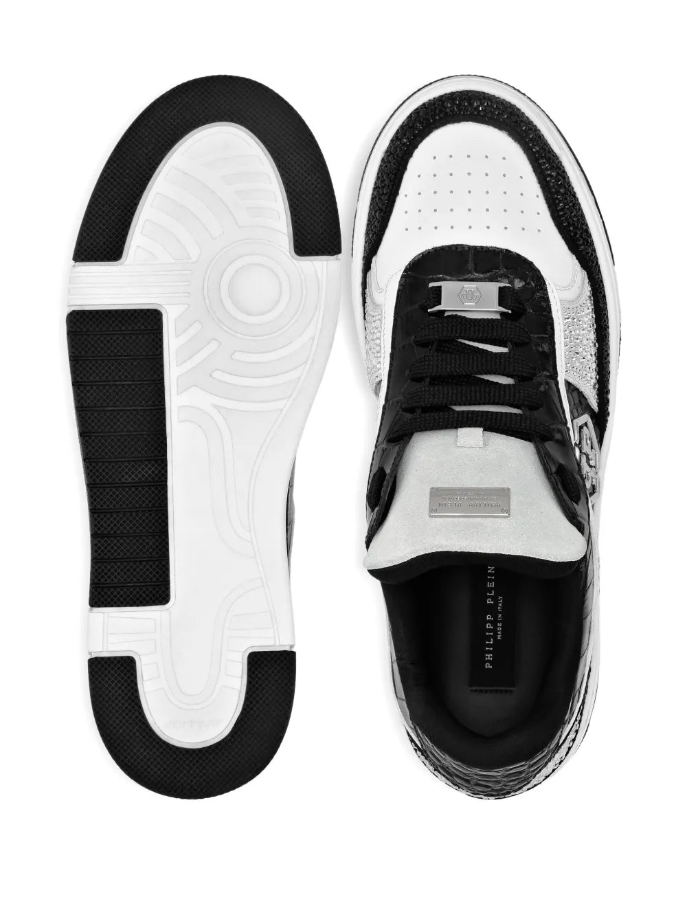 Philipp Plein Crystal-Embellished Crocodile-Effect Sneakers