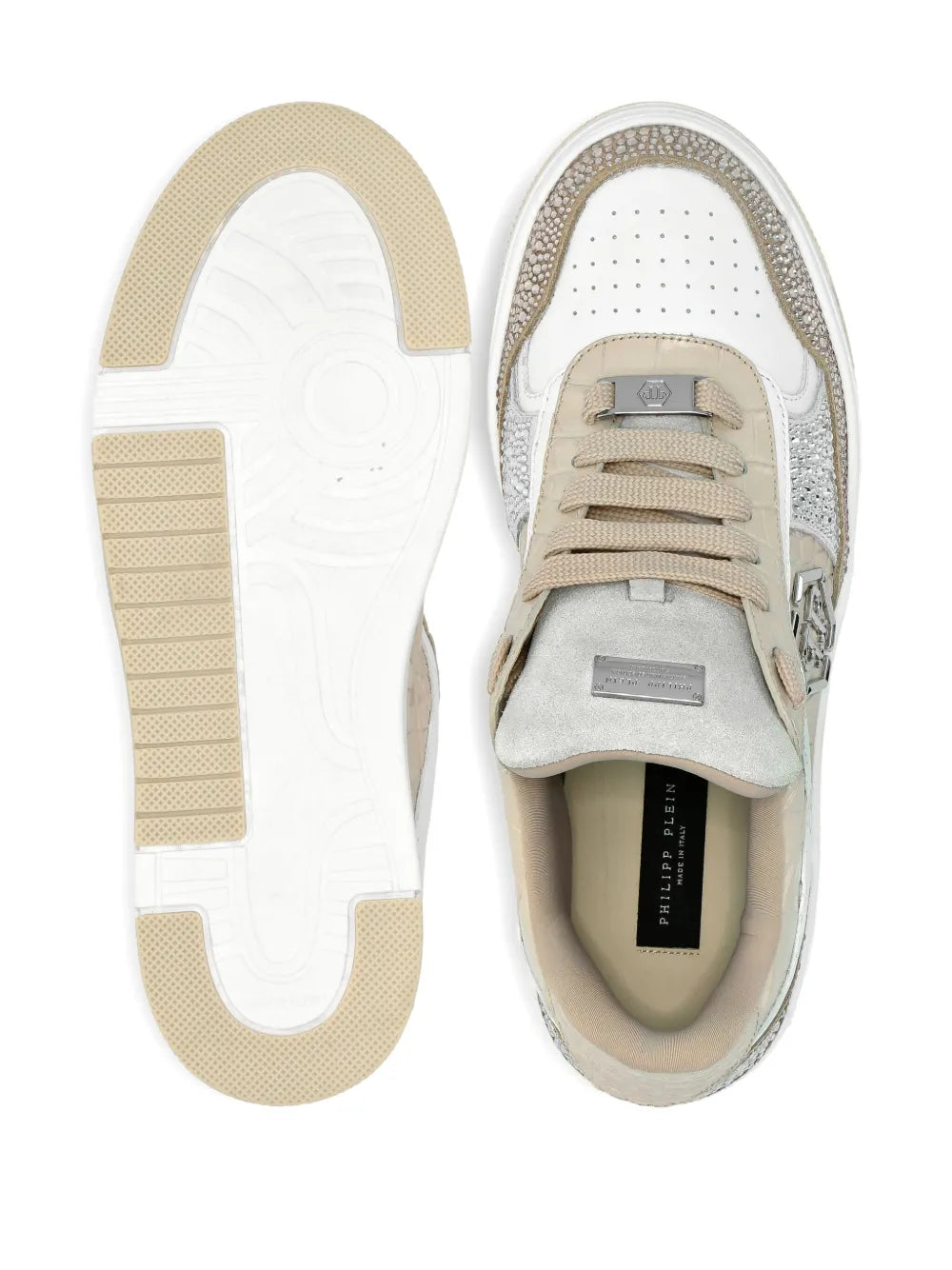 Philipp Plein Crystal-Embellished Crocodile-Effect Sneakers