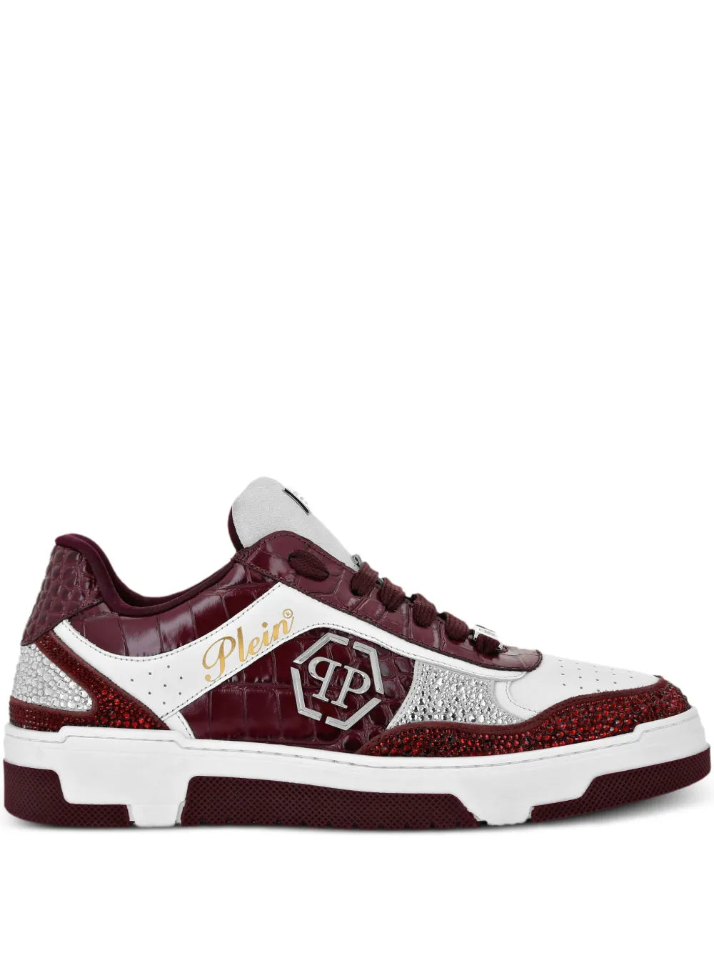 Philipp Plein Mix Crocodile-Effect Sneakers