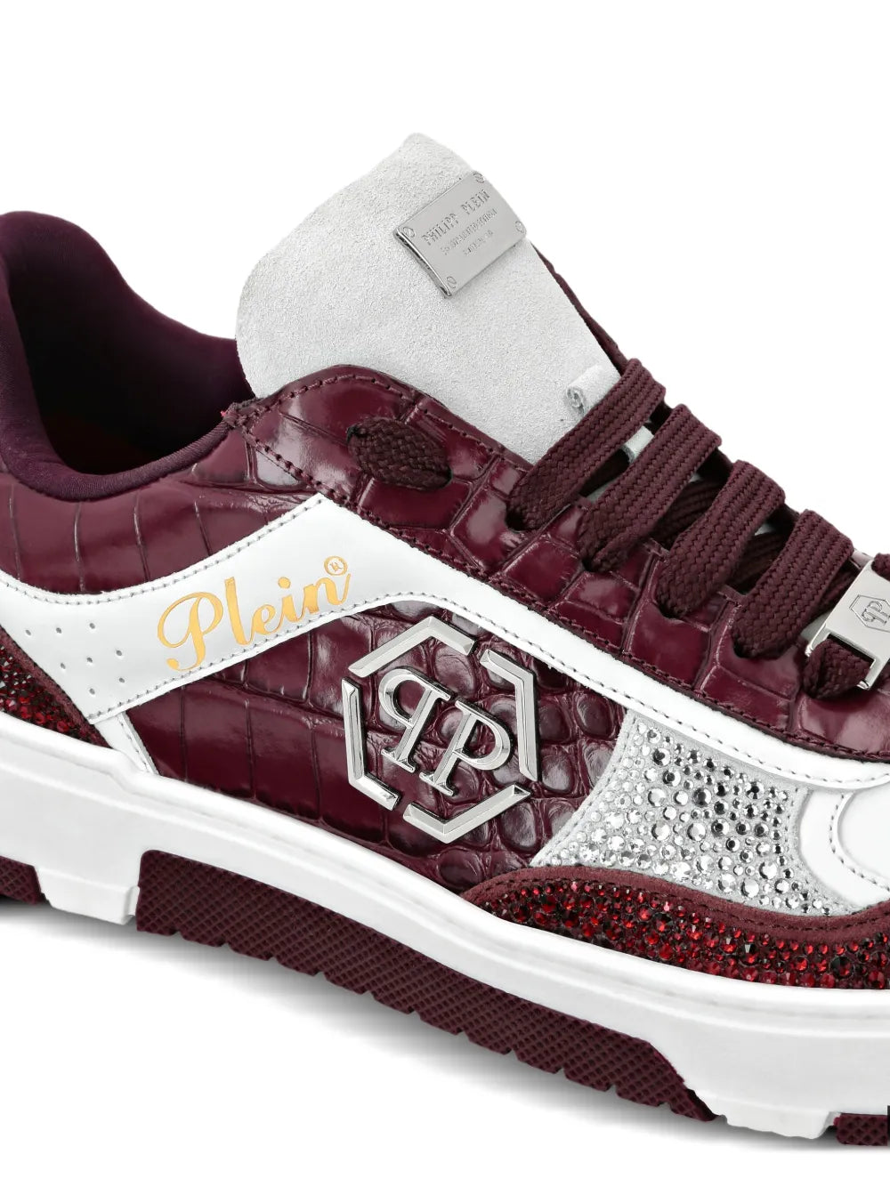 Philipp Plein Mix Crocodile-Effect Sneakers