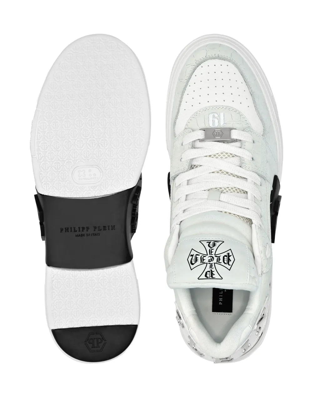 Philipp Plein Phantom Kicks Crocodile-Effect Sneakers