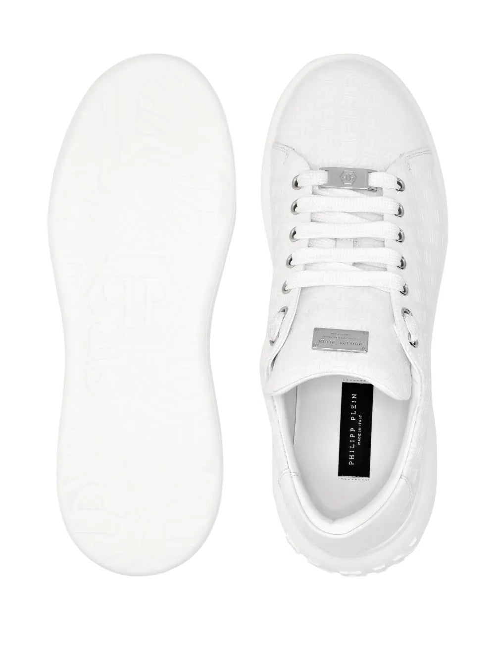 Philipp Plein Monogram-Embossed Leather Sneakers