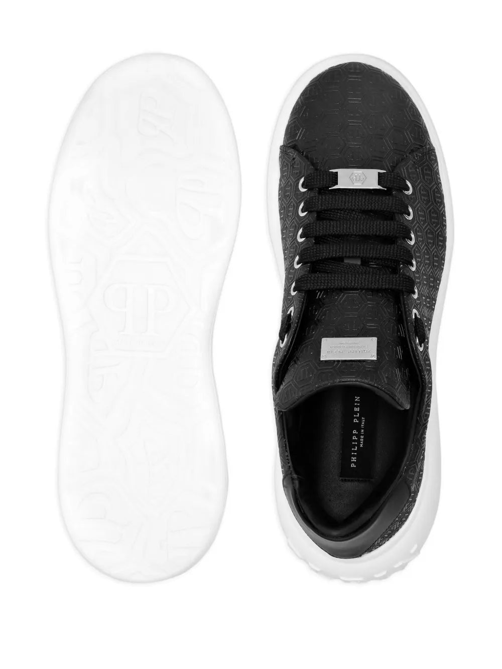 Philipp Plein Monogram-Embossed Leather Sneakers