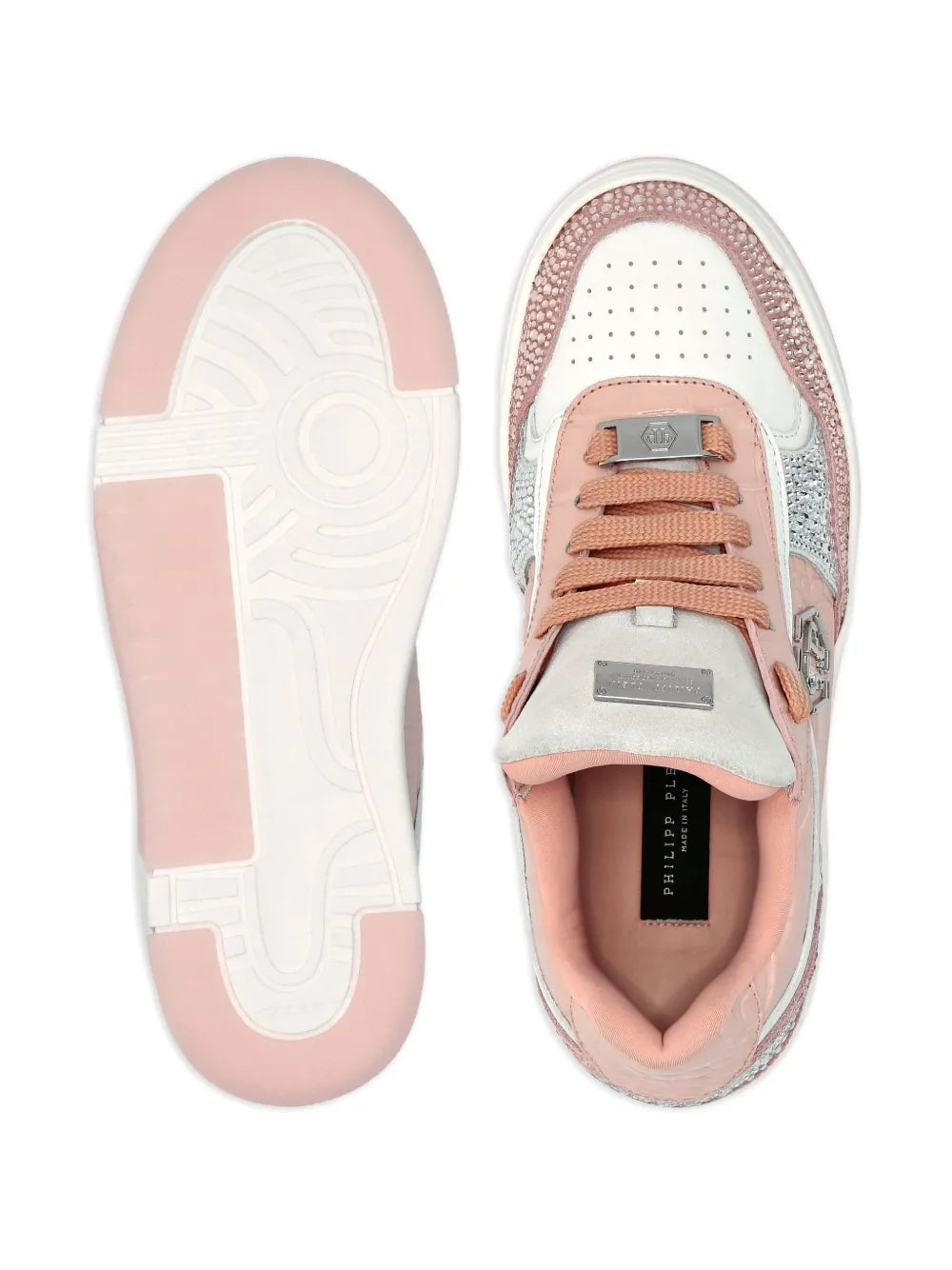 Philipp Plein Crystal-Embellished Croc-Embossed Leather Sneakers