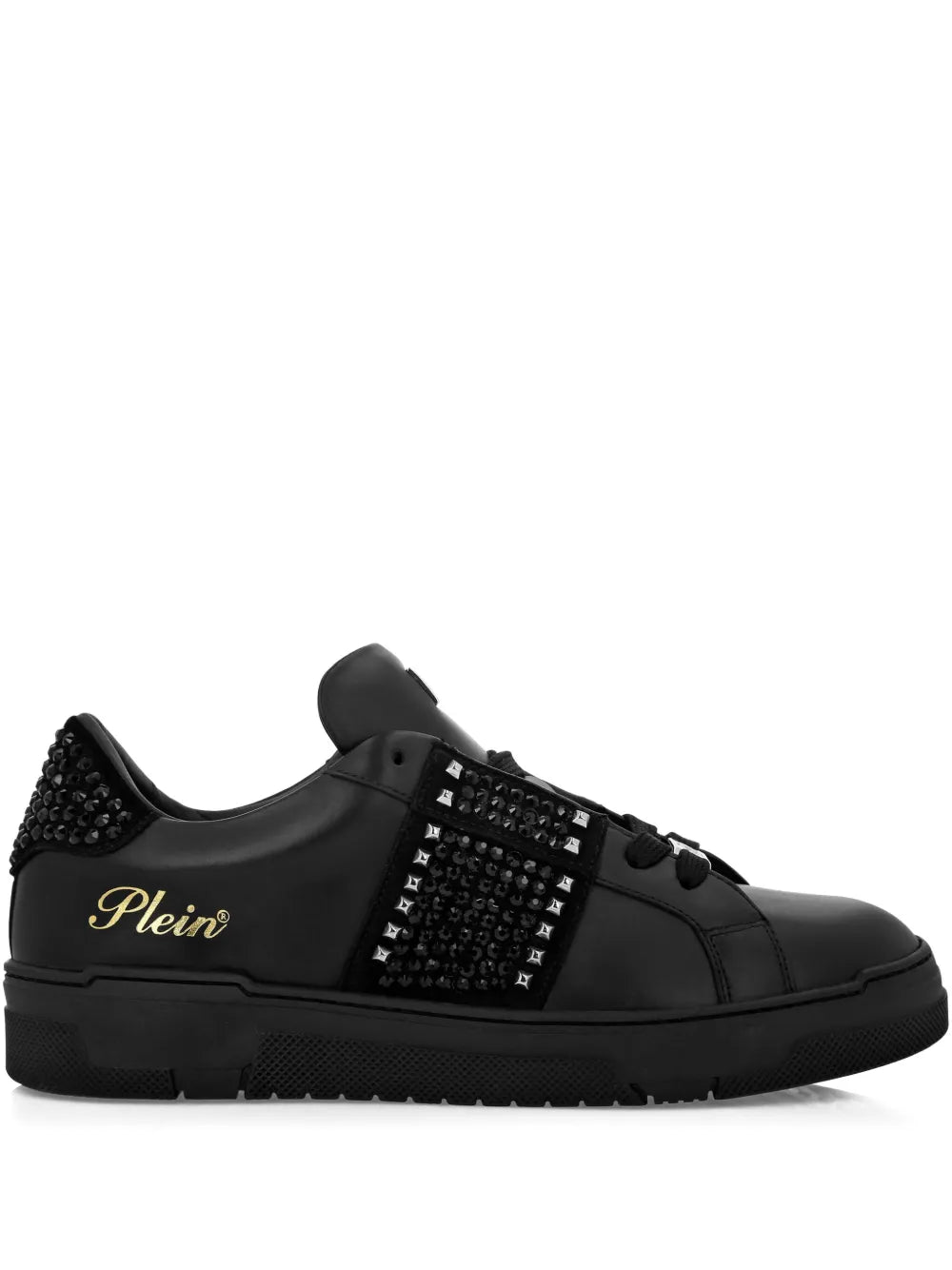 Philipp Plein Strass Studs Leather Sneakers
