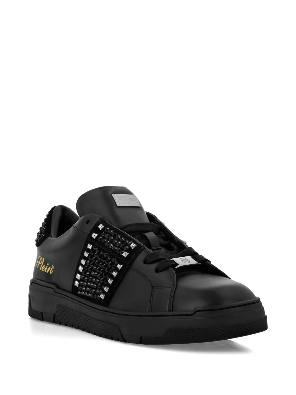 Philipp Plein Strass Studs Leather Sneakers