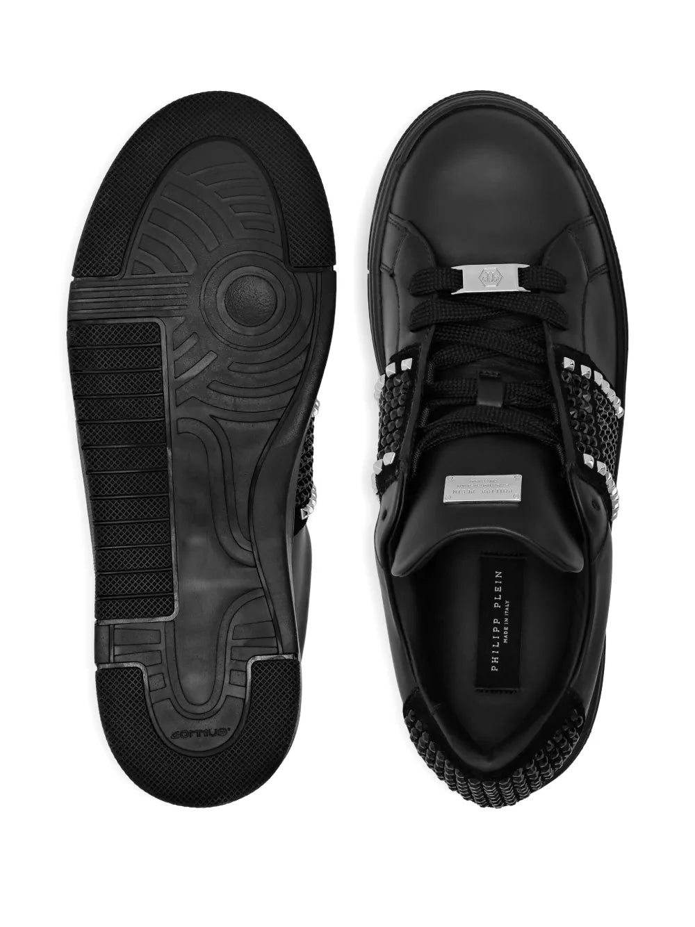 Philipp Plein Strass Studs Leather Sneakers