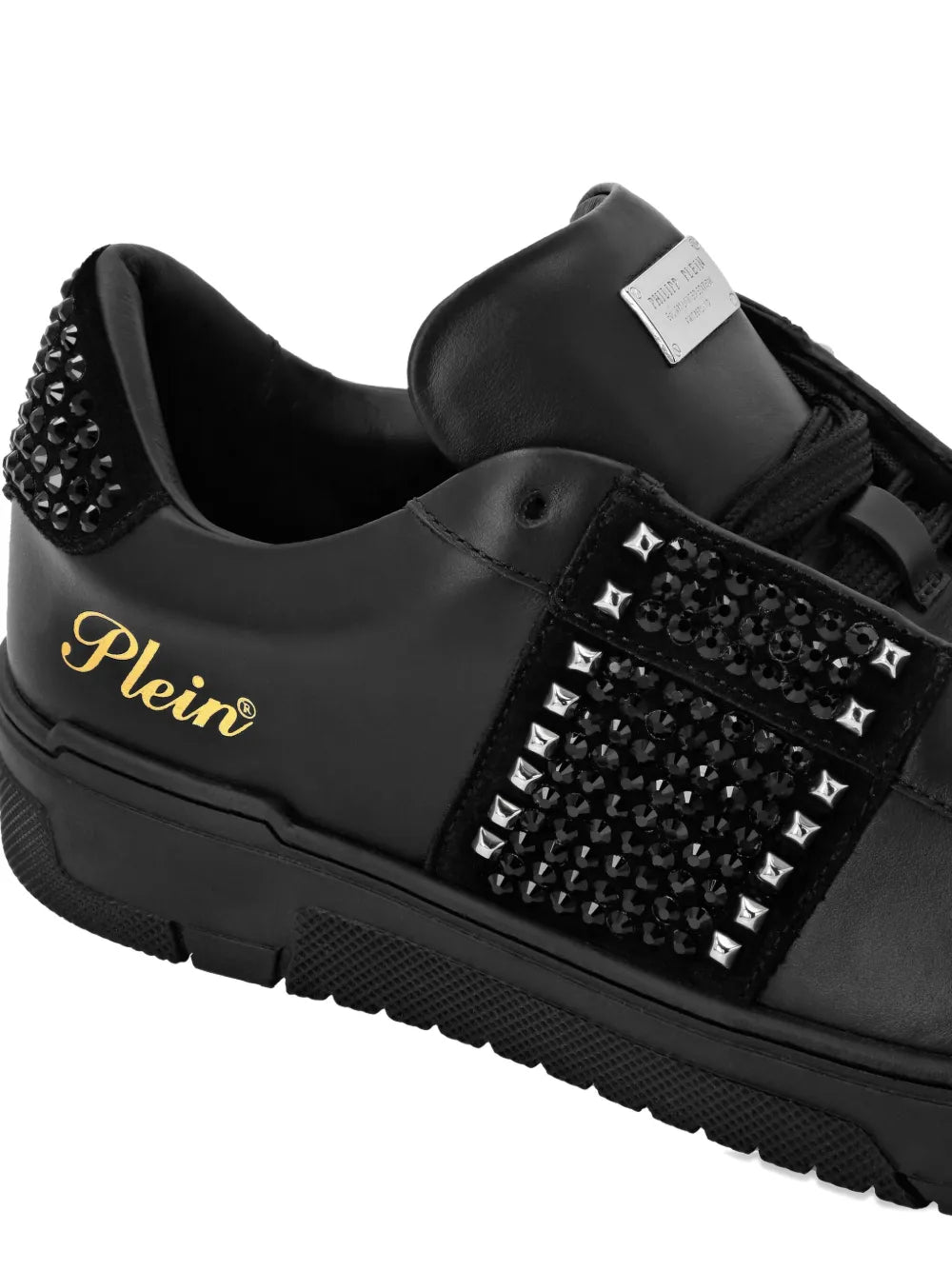 Philipp Plein Strass Studs Leather Sneakers