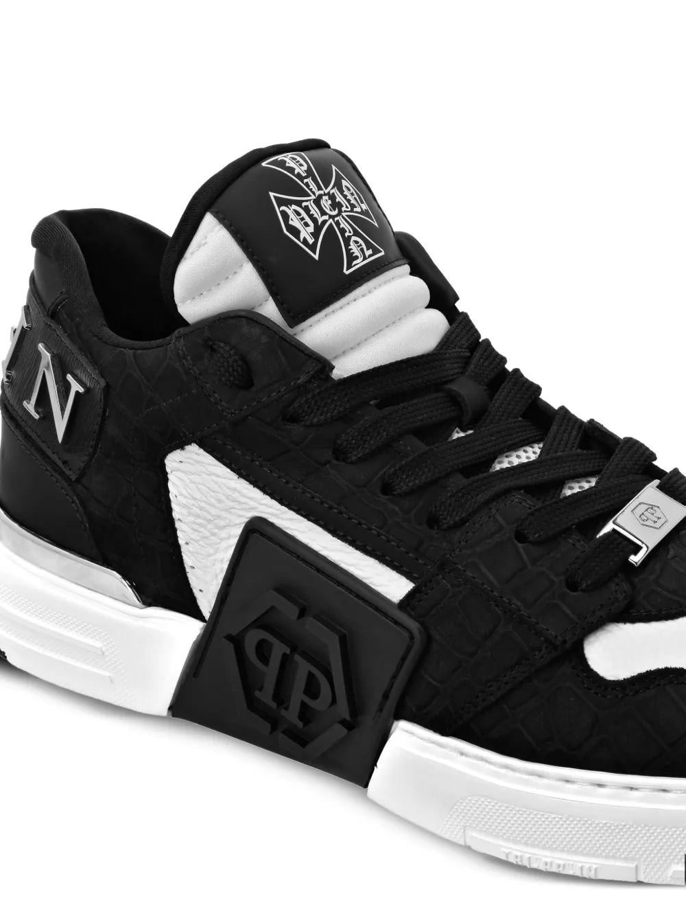 Philipp Plein Phantom Kicks Crocodile-Effect Sneakers