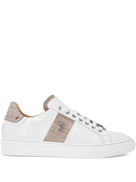 Billionaire Crocodile-Effect Leather Sneakers