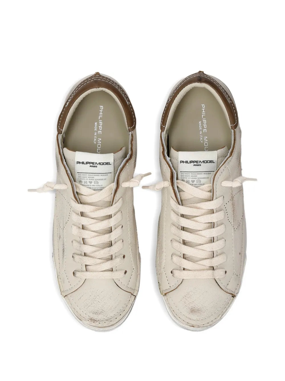 Philippe Model Paris Distressed Leather Low-Top Sneakers