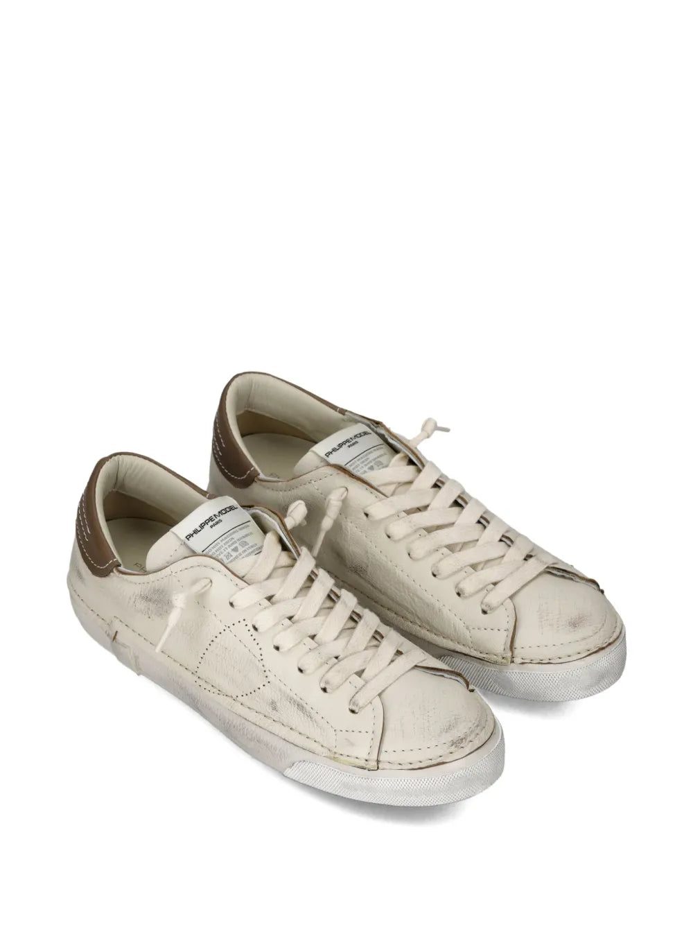 Philippe Model Paris Distressed Leather Low-Top Sneakers