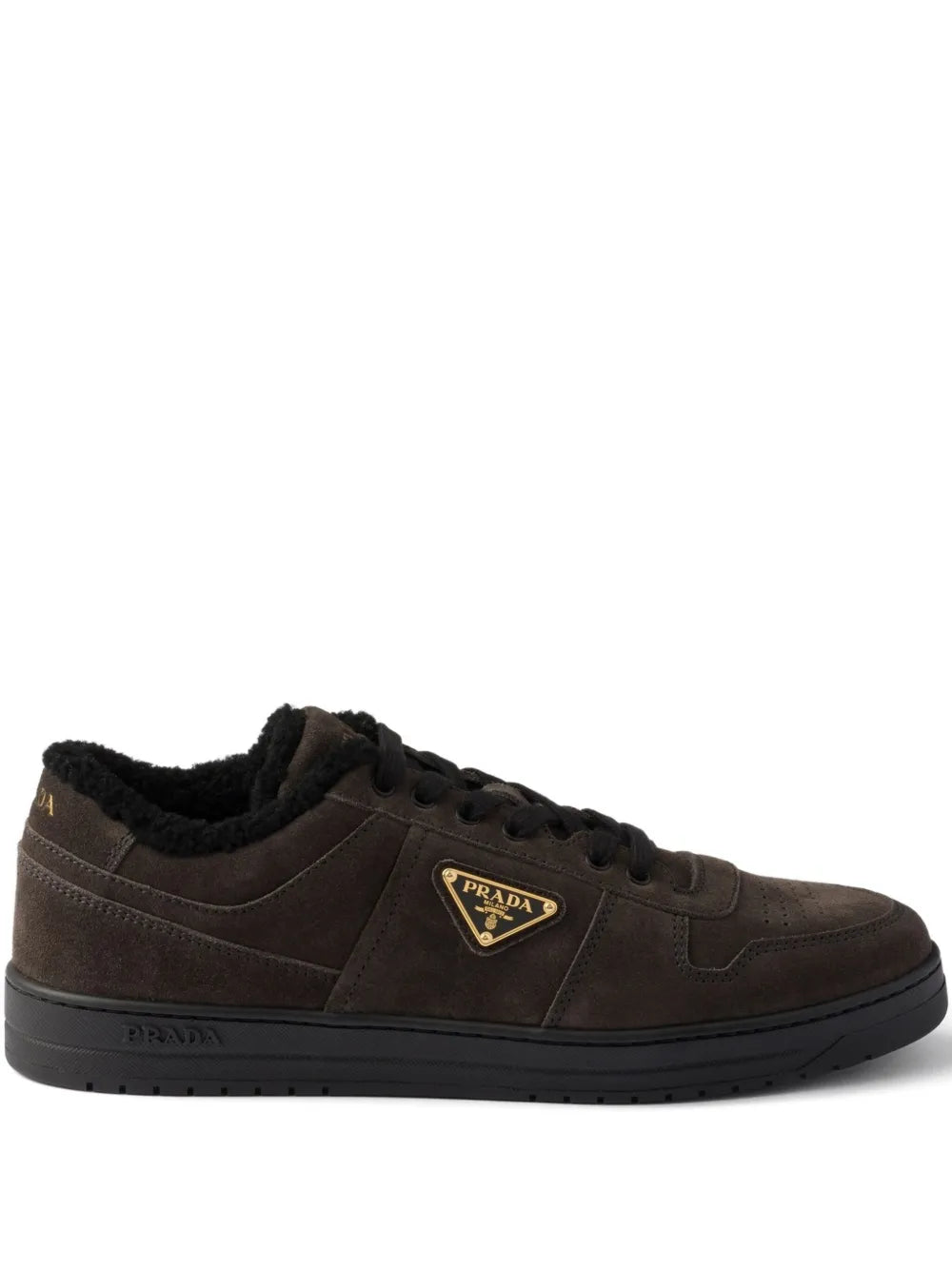Prada Triangle-Logo Suede Sneakers